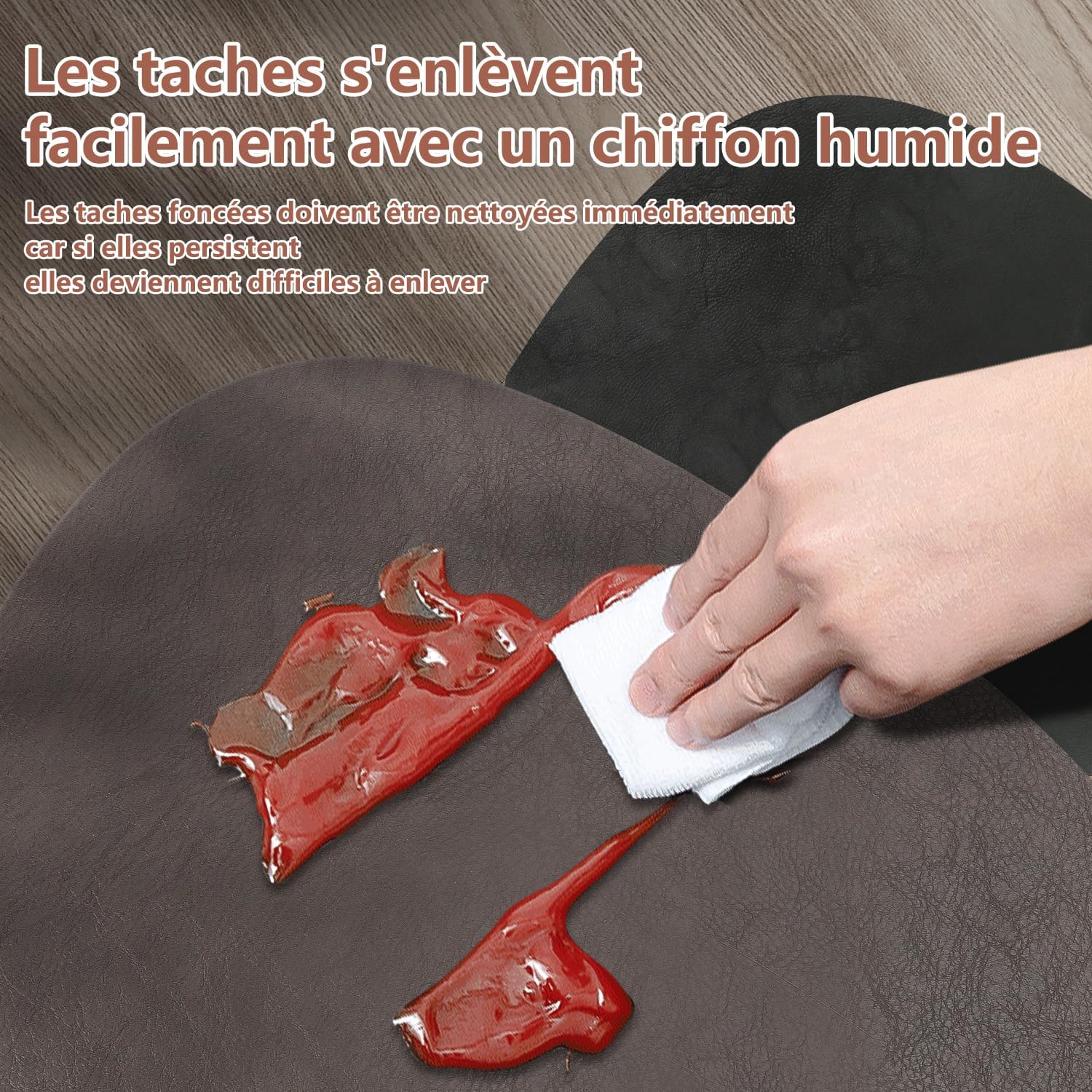 Set de table - ovale, 41x33cm, lavable, antidérapant, cuir PU, lot de 4