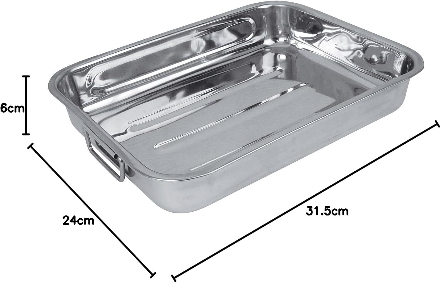 Crealys - plat à four inox 32x24cm, robuste et argenté - 500535