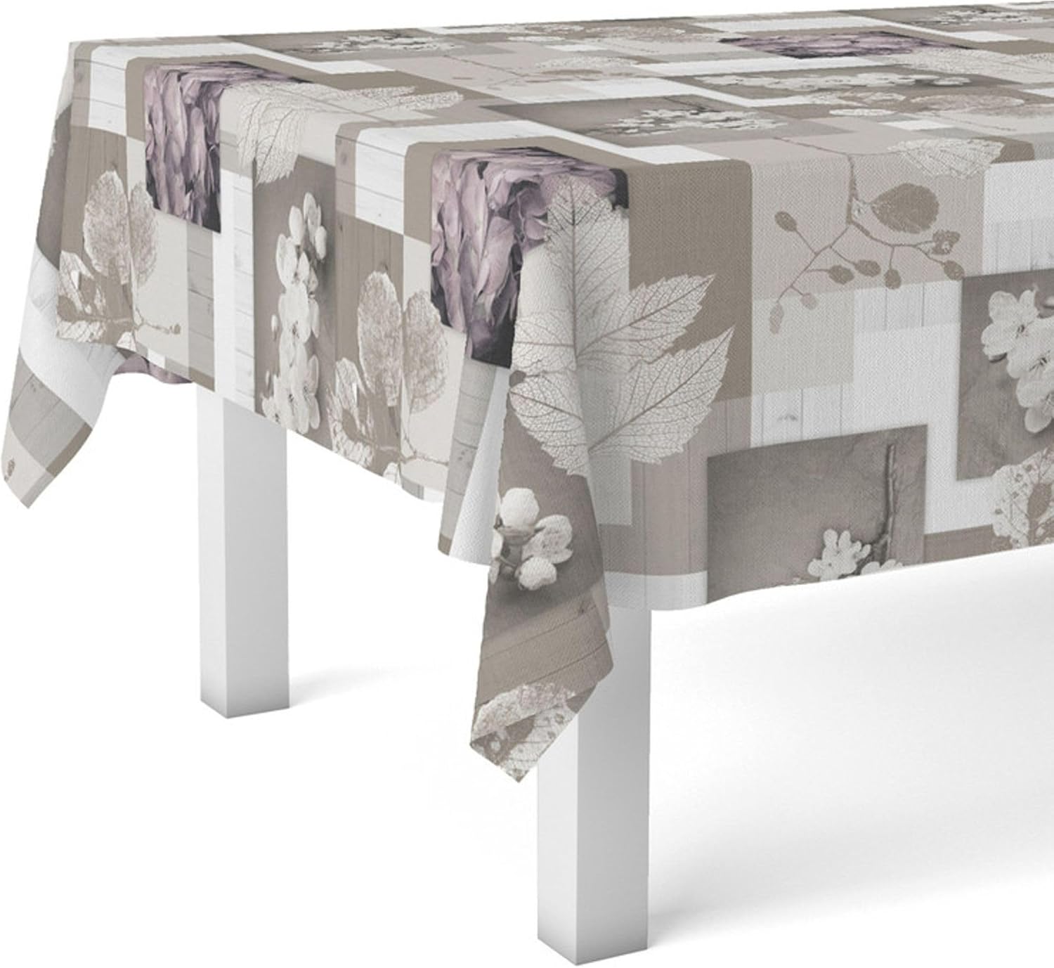 Nappe en toile cirée - Zen Feuilles - 140 ronde - anti-taches, imperméable