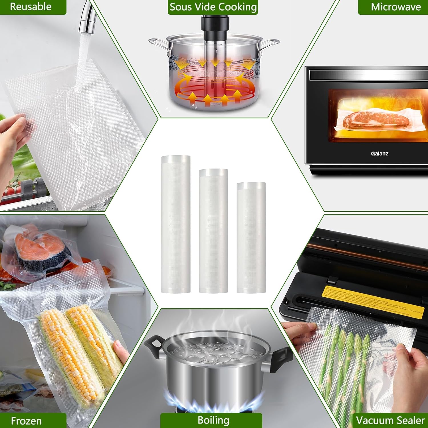 Diboniur - rouleau sac sous vide - 28/25/20x300cm - réutilisable, compatible toutes machines