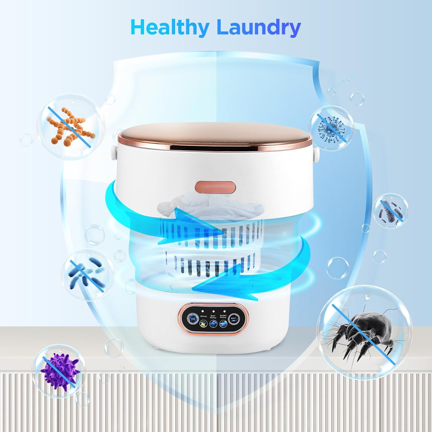 Mini machine à laver - 13L - portable, essoreuse, 3 modes, tuyau drainage