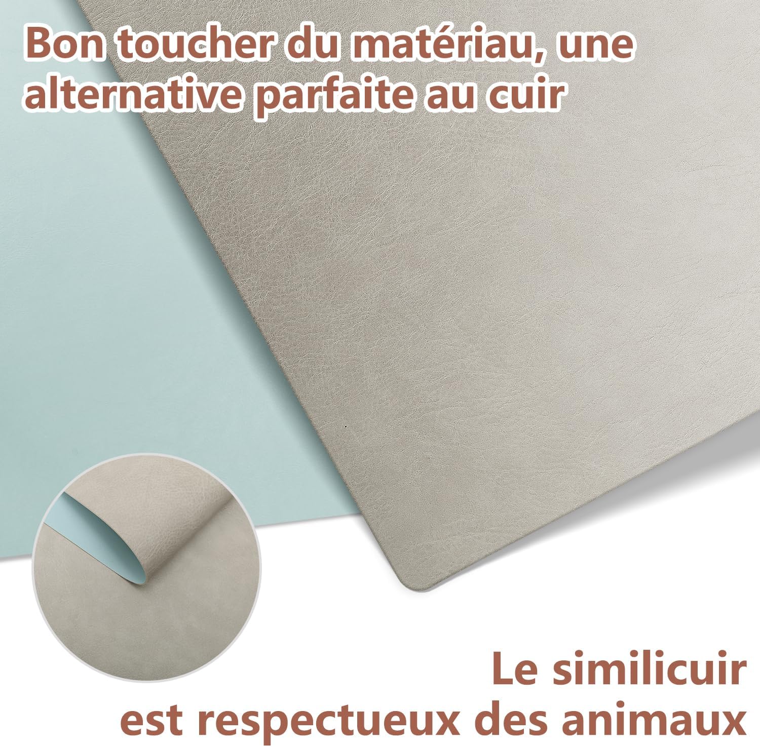 Set de table - lot de 6, 43x30cm, lavables, antidérapants, PU double face