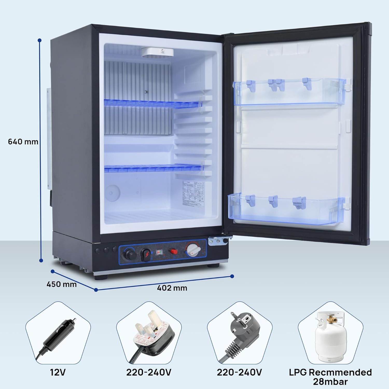 Smad - Frigo Gaz 40L - tri-mixte 12V/220V gaz, compact, noir