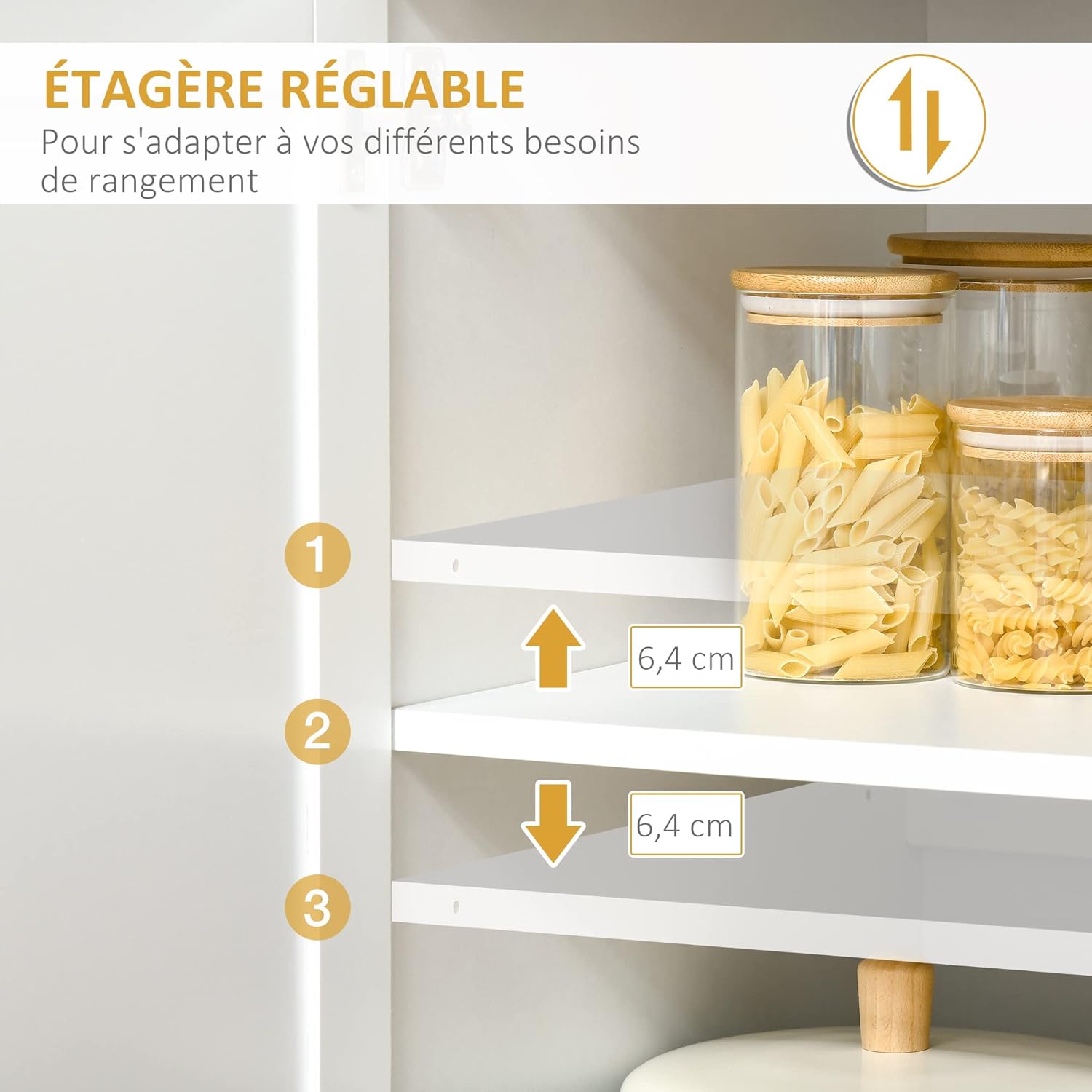 HOMCOM - buffet contemporain - rangements, tiroir, MDF blanc