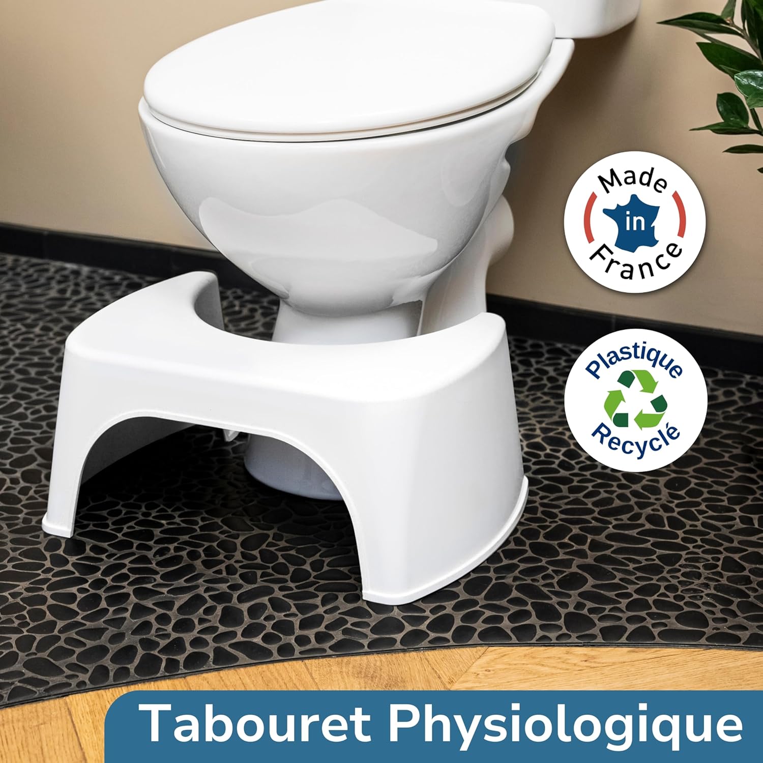Well Care - Tabouret WC physiologique - plastique recyclé - position squat anti-constipation, adulte, fabriqué France