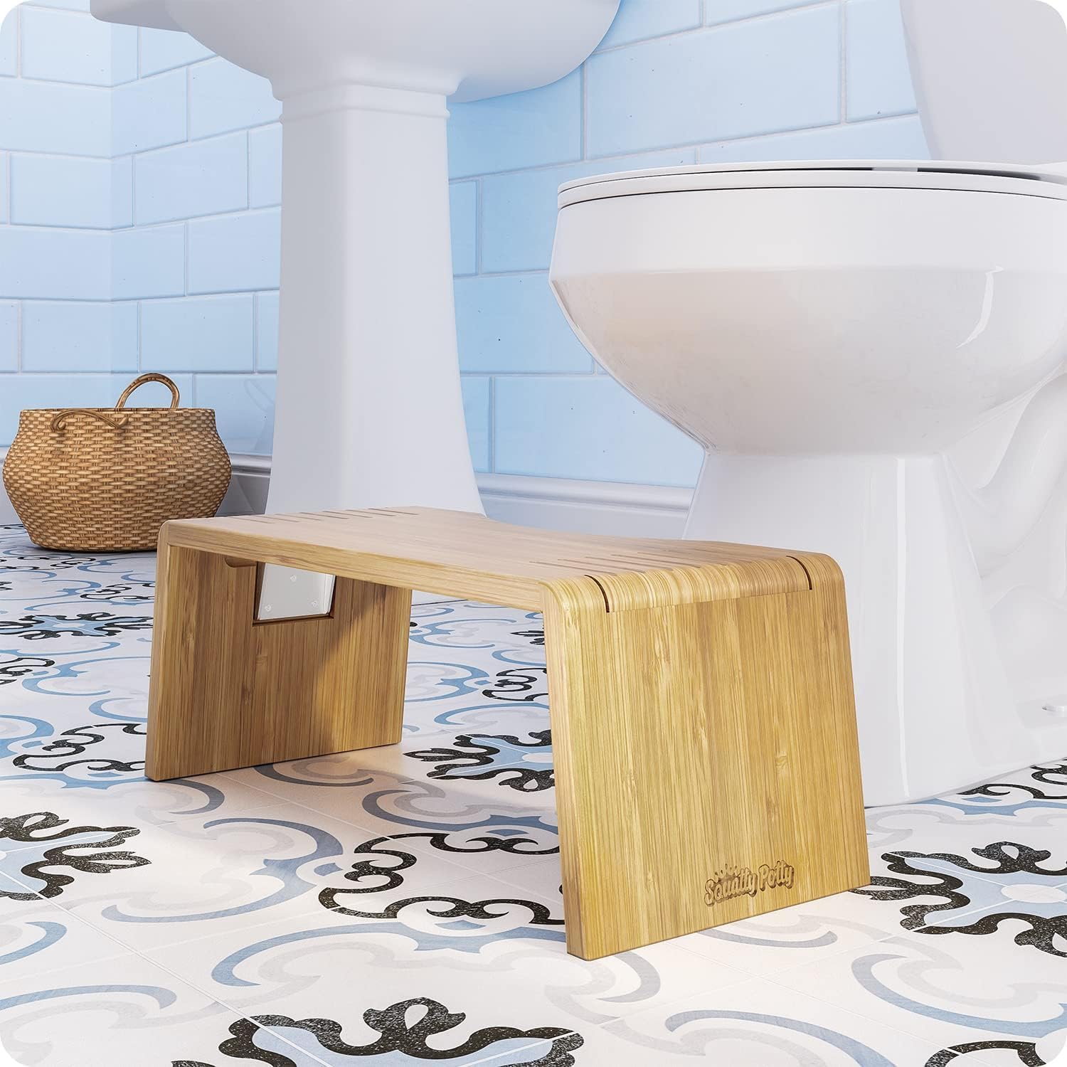 Squatty Potty - Oslo Pliante - 7 pouces - tabouret bambou pliable, brun