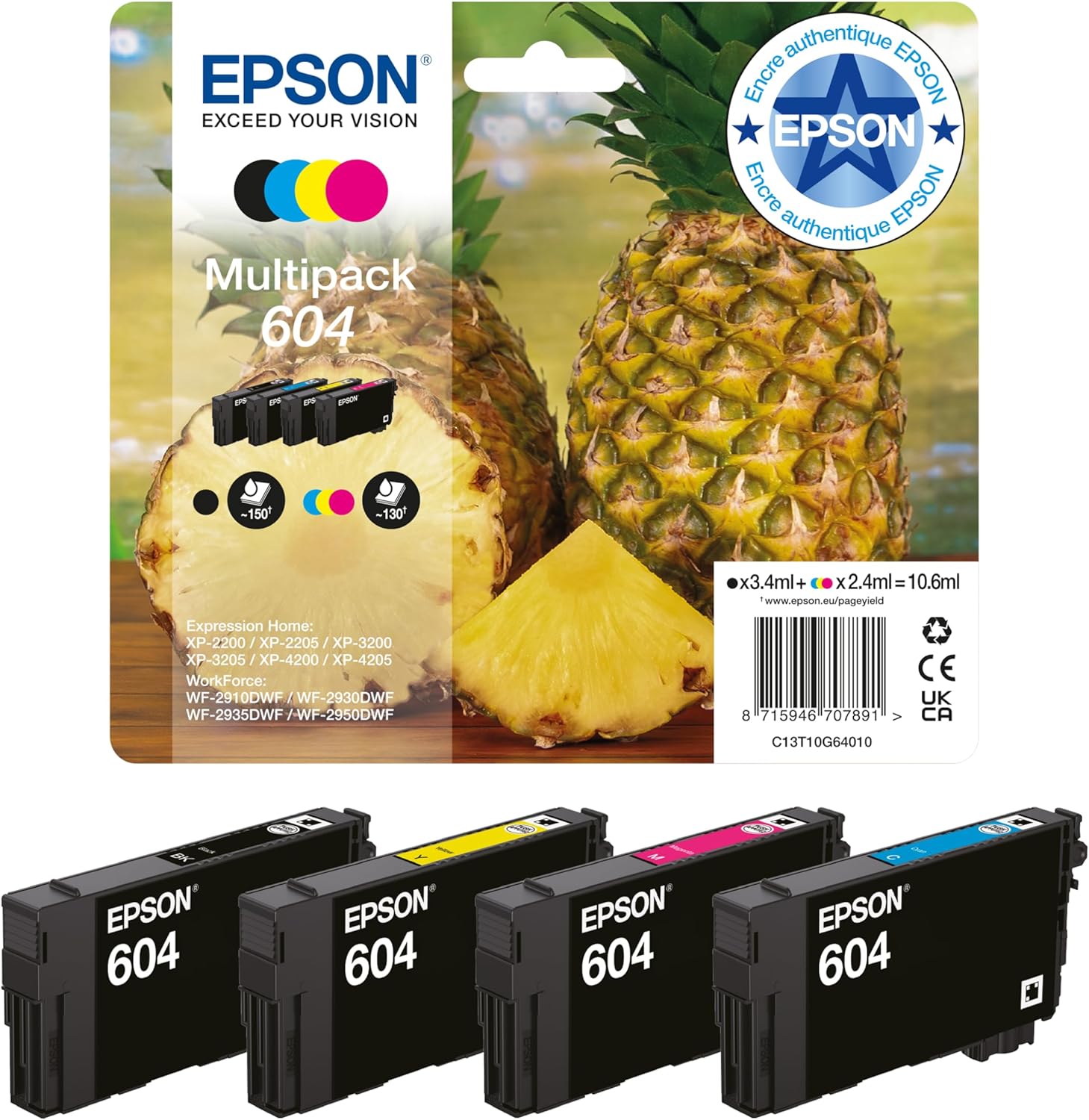 Epson - Cartouches d'encre 604 Pineapple - multipack couleurs - C13T10G64010