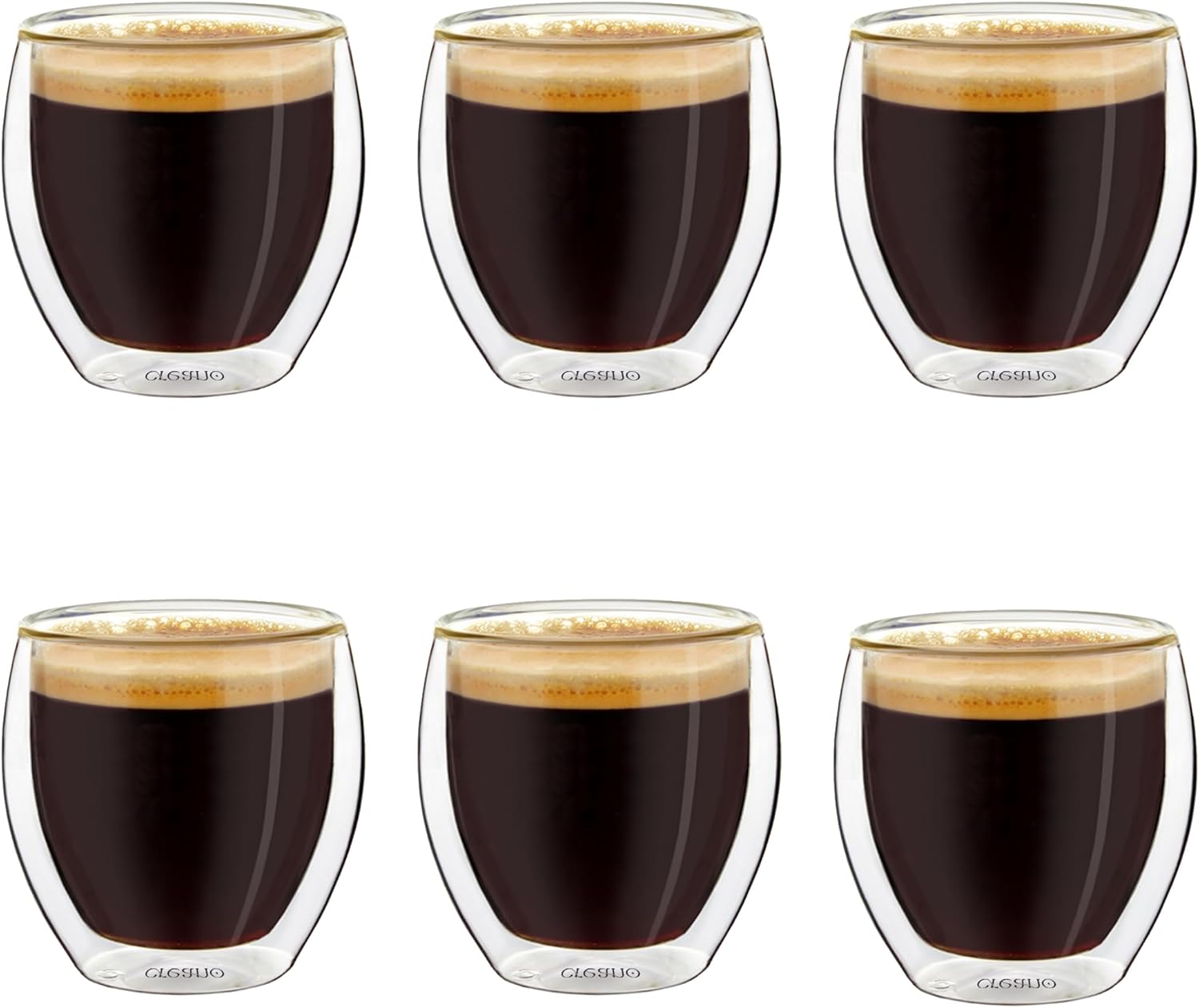 Creano – Verres à expresso double paroi 80ml – 6 pièces – effet flottant