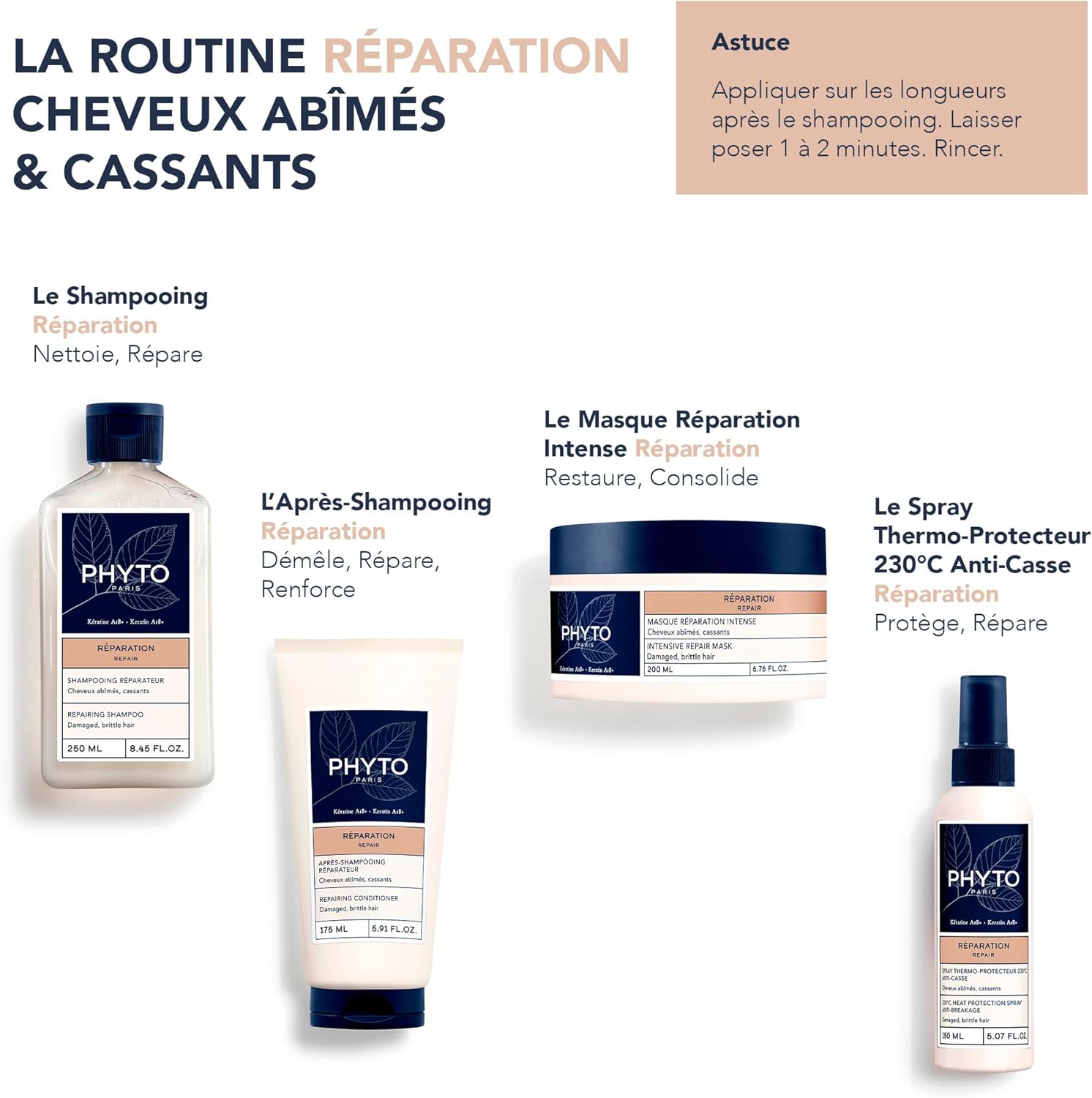 Phyto Paris - Spray thermo-protecteur cheveux 150ml - kératine anti-casse A18