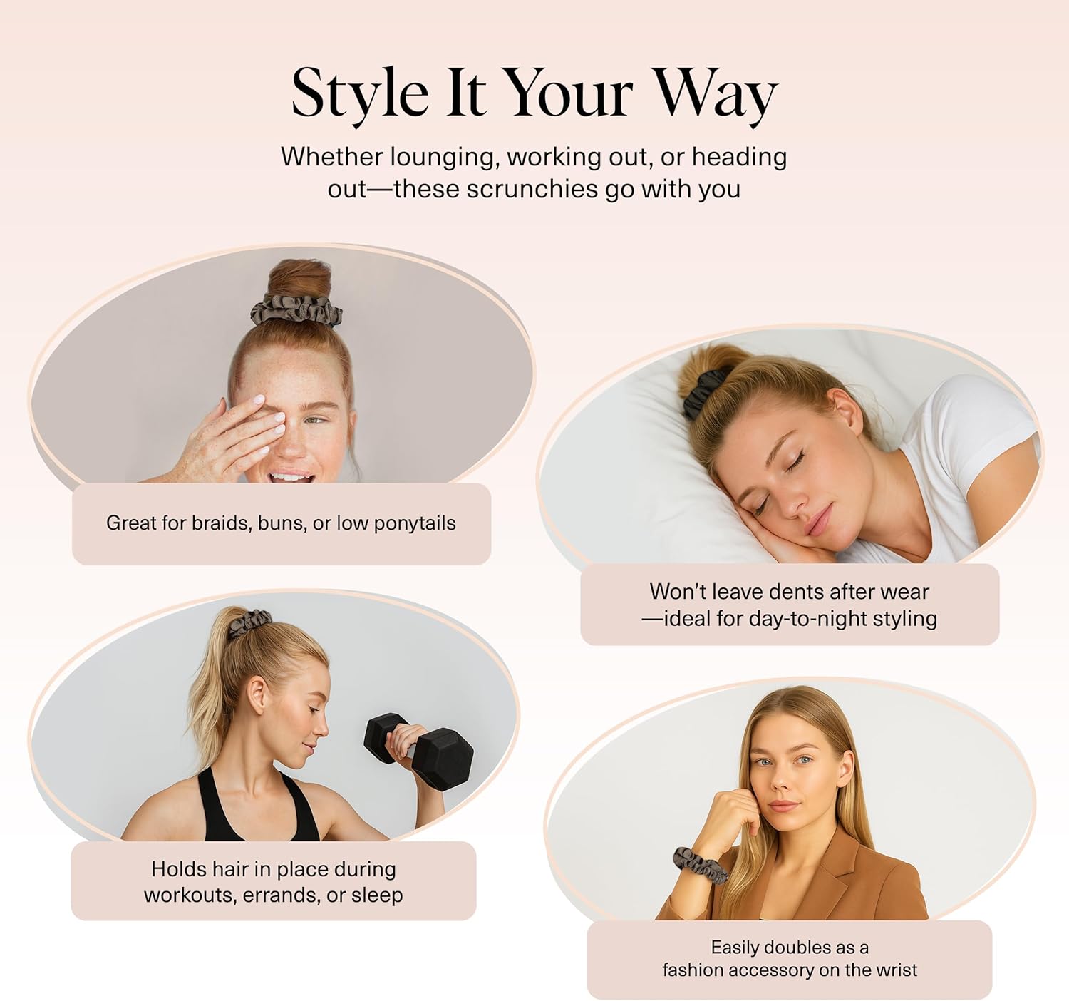 Kitsch - Chouchous satin ultra-fins - lot de 6 - doux anti-frisottis