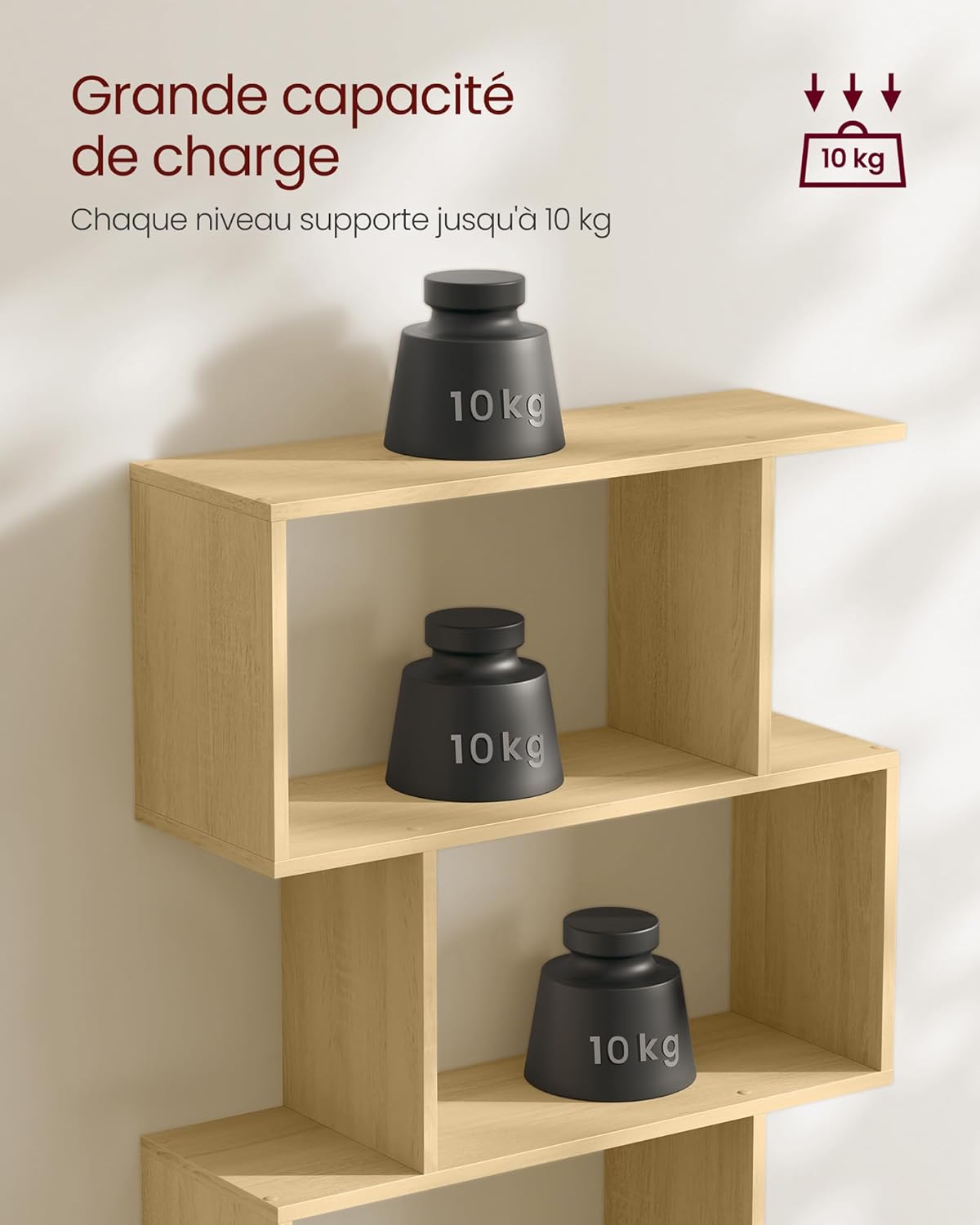 VASAGLE - bibliothèque 6 niveaux - 24x70x191 cm - chêne naturel - LBC061T70