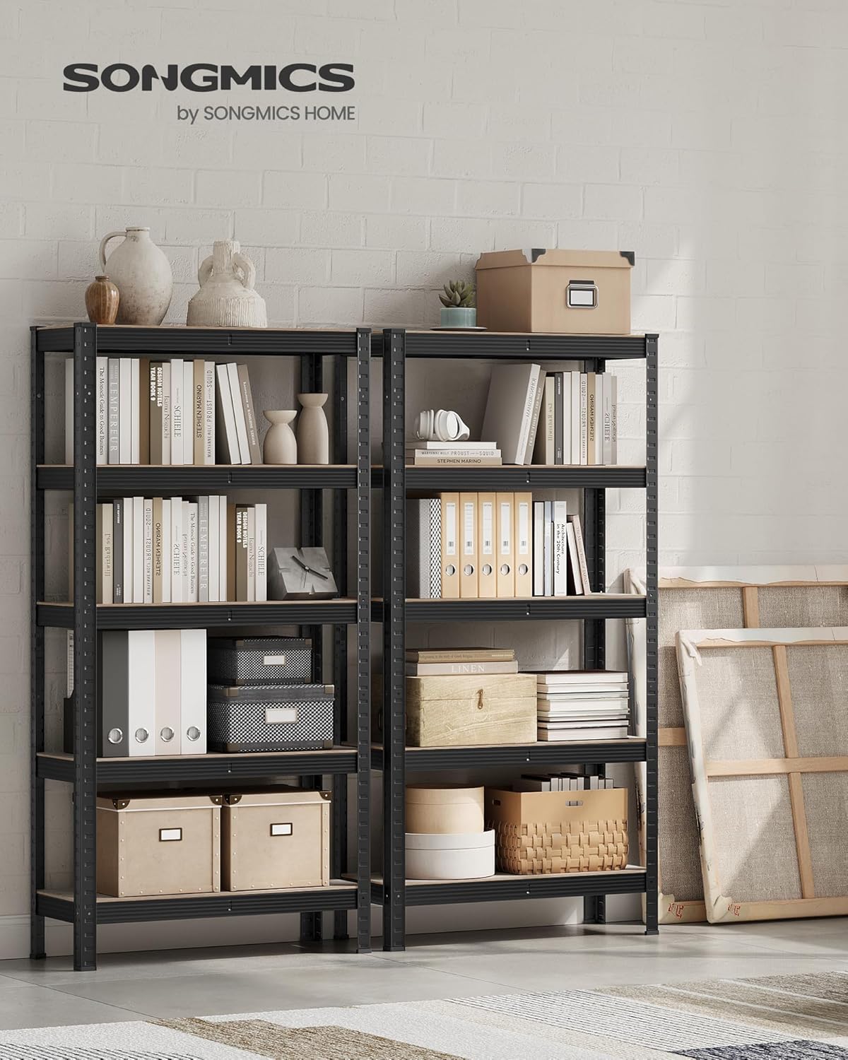 SONGMICS - étagère 5 niveaux 30x75x150cm, charge 650kg, planches réglables, style industriel, GLR030B12