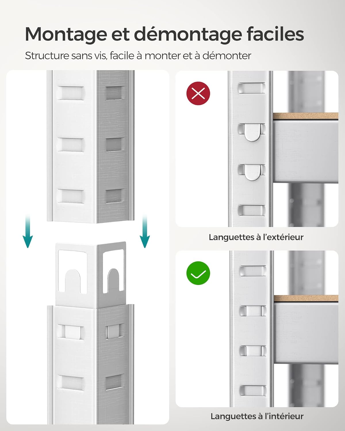 SONGMICS - étagère industrielle 5 niveaux 30x75x150cm, 650kg, réglable - GLR030E02