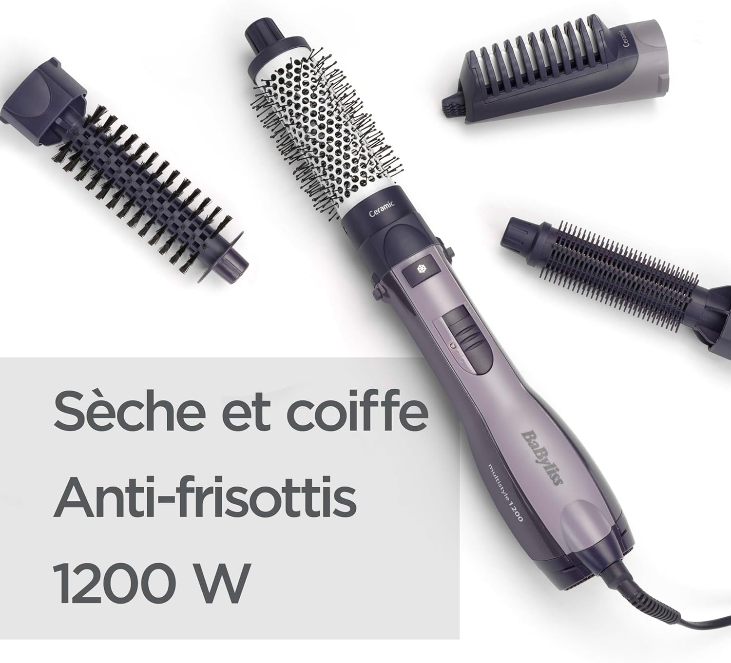 BaByliss - brosse soufflante multistyles - ionique, céramique, 4 accessoires, noir - AS121E