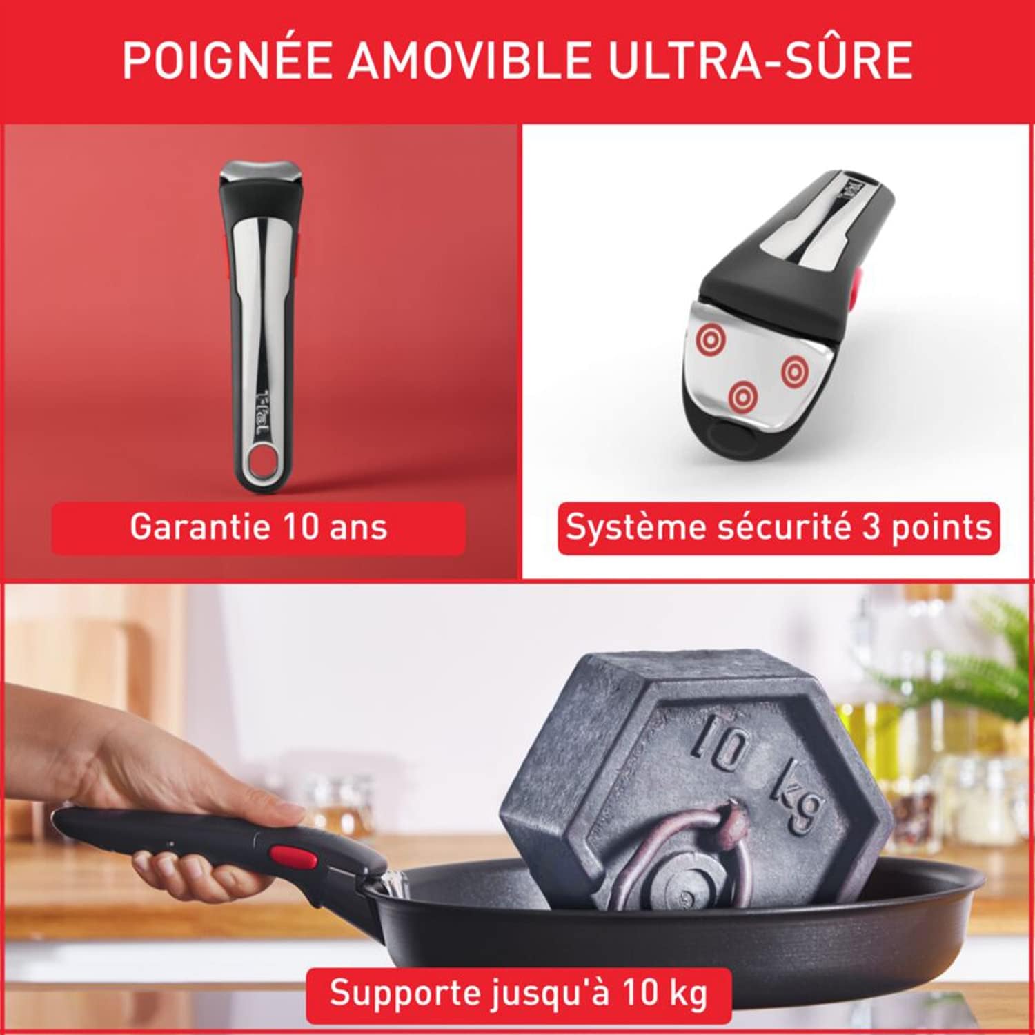 Tefal - Ingenio Natural On - batterie cuisine 8 pièces induction, revêtement antiadhésif, empilable, poignée amovible, l