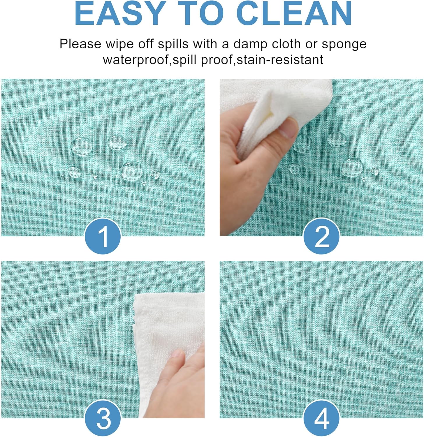 DWCN - Nappe ronde effet lin 180 cm, lavable, anti-tache, imperméable