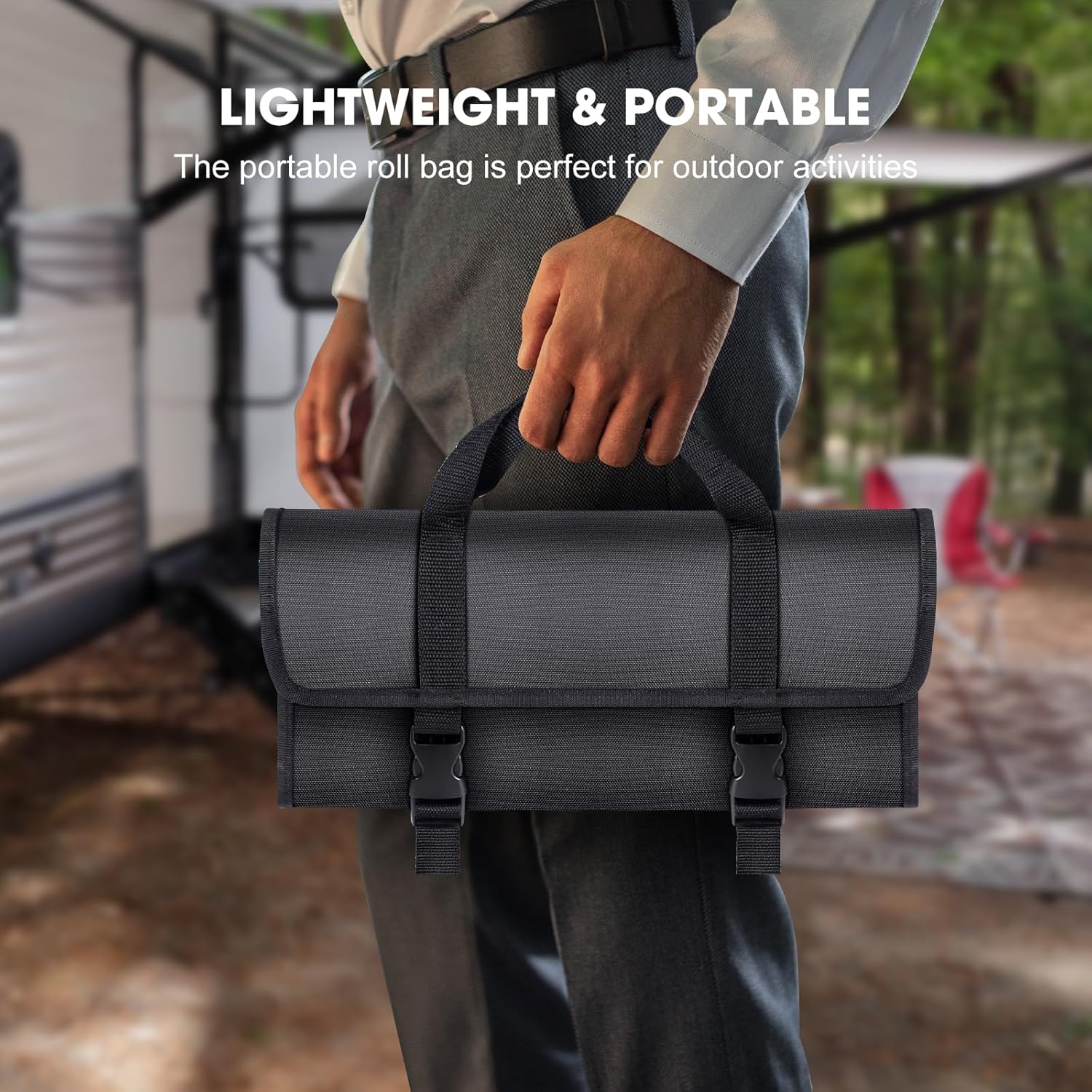 MOSFiATA - Lot 12 couteaux chef inox, étui, aiguisoir, sac transport