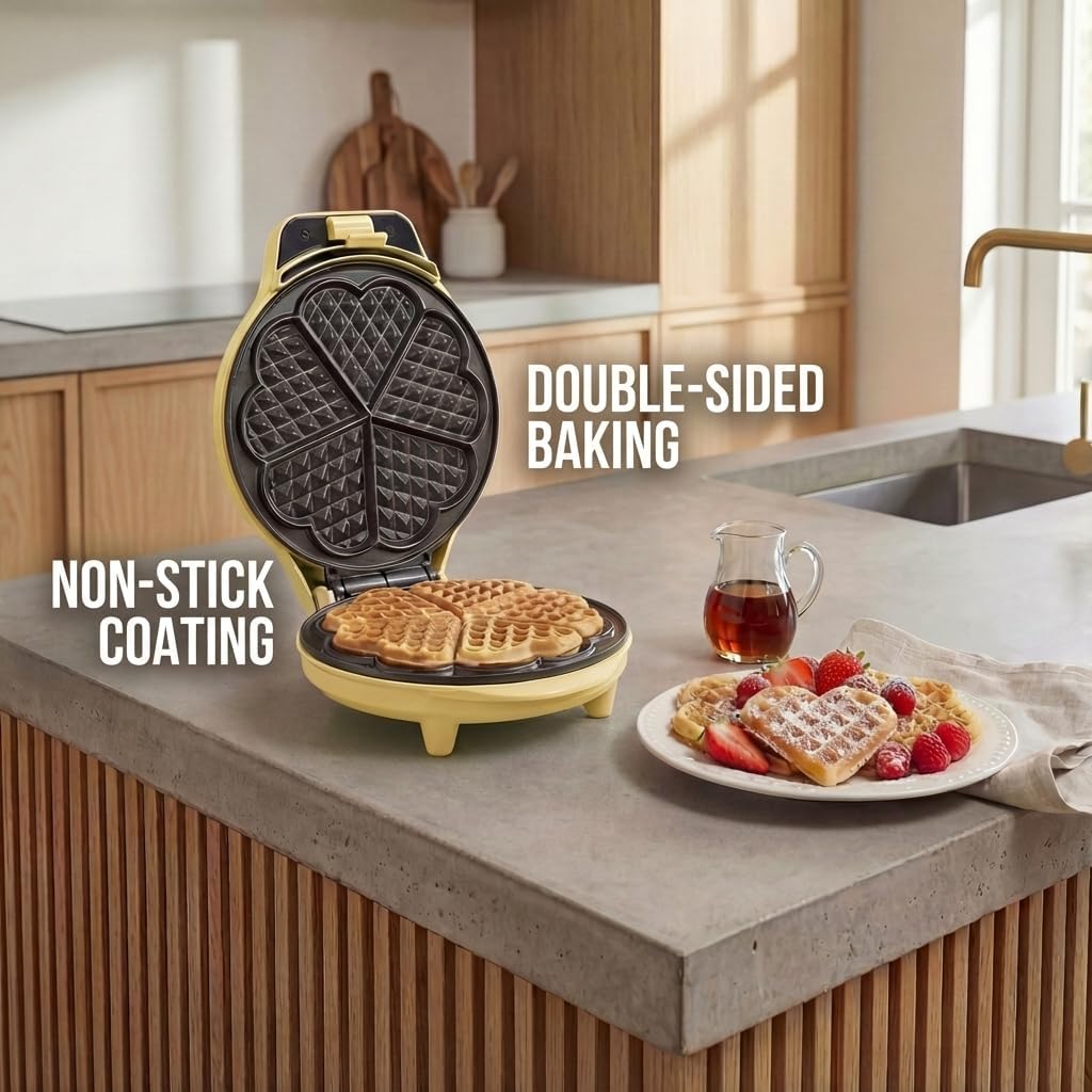 Bestron - Gaufrier classique rétro - 700W - plaques cœur antiadhésives