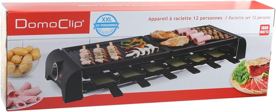 Appareil à raclette 12 pers, 1800W, grande capacité, DOC185