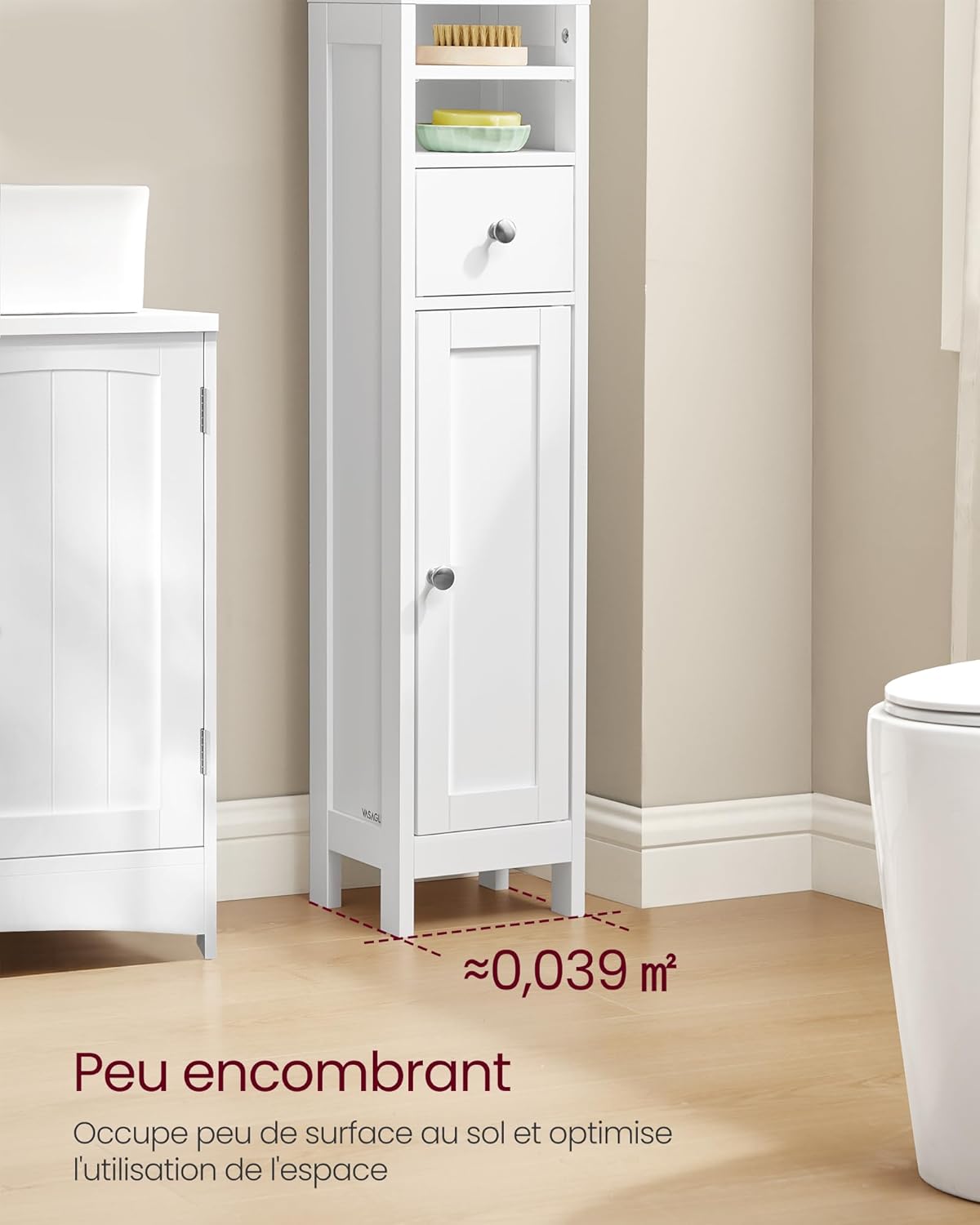 VASAGLE - colonne salle de bain moderne, étagères réglables, compacte BBC765W01
