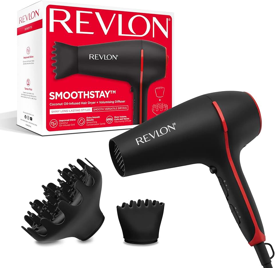 Revlon - sèche-cheveux SmoothStay 2000W - ionique, accessoires RVDR5317