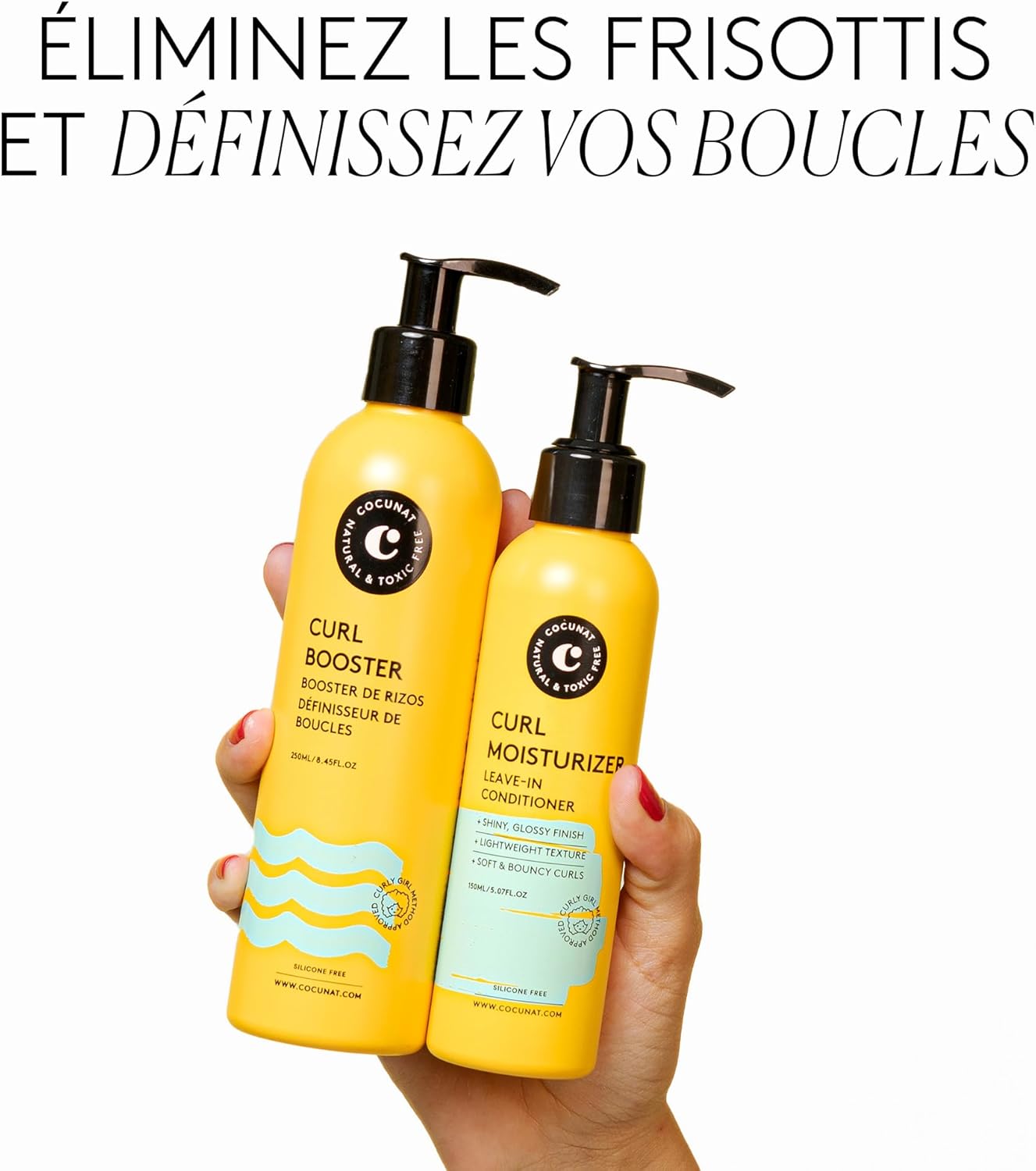 Cocunat - Méthode Curly Routine Cheveux Bouclés - 250ml+150ml - Hydratant, anti-frisottis, sans sulfates