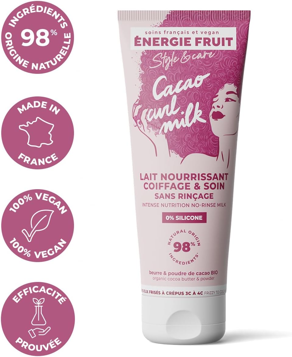 ENERGIE FRUIT - lait coiffant cacao, vegan - 200ml - cheveux frisés