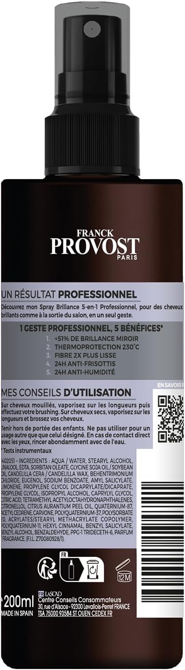 Franck Provost - Spray 200ml - brillance 5-en-1, thermoprotecteur, anti-frisottis