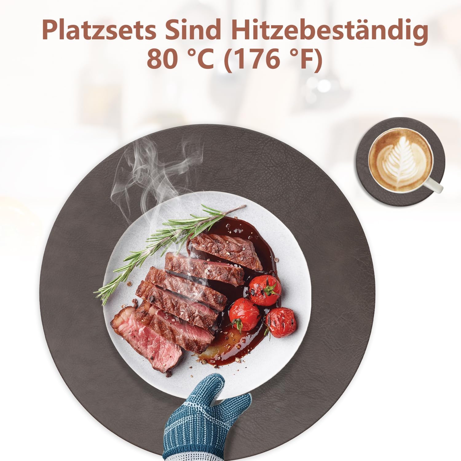 Set de table - rond double-face 36x36cm - lavable, antidérapant, lot de 4