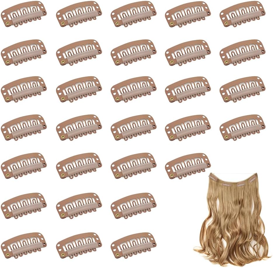 Dreamlover - Pinces à perruque métal - 30 pièces - marron clair, fixation sécurisée