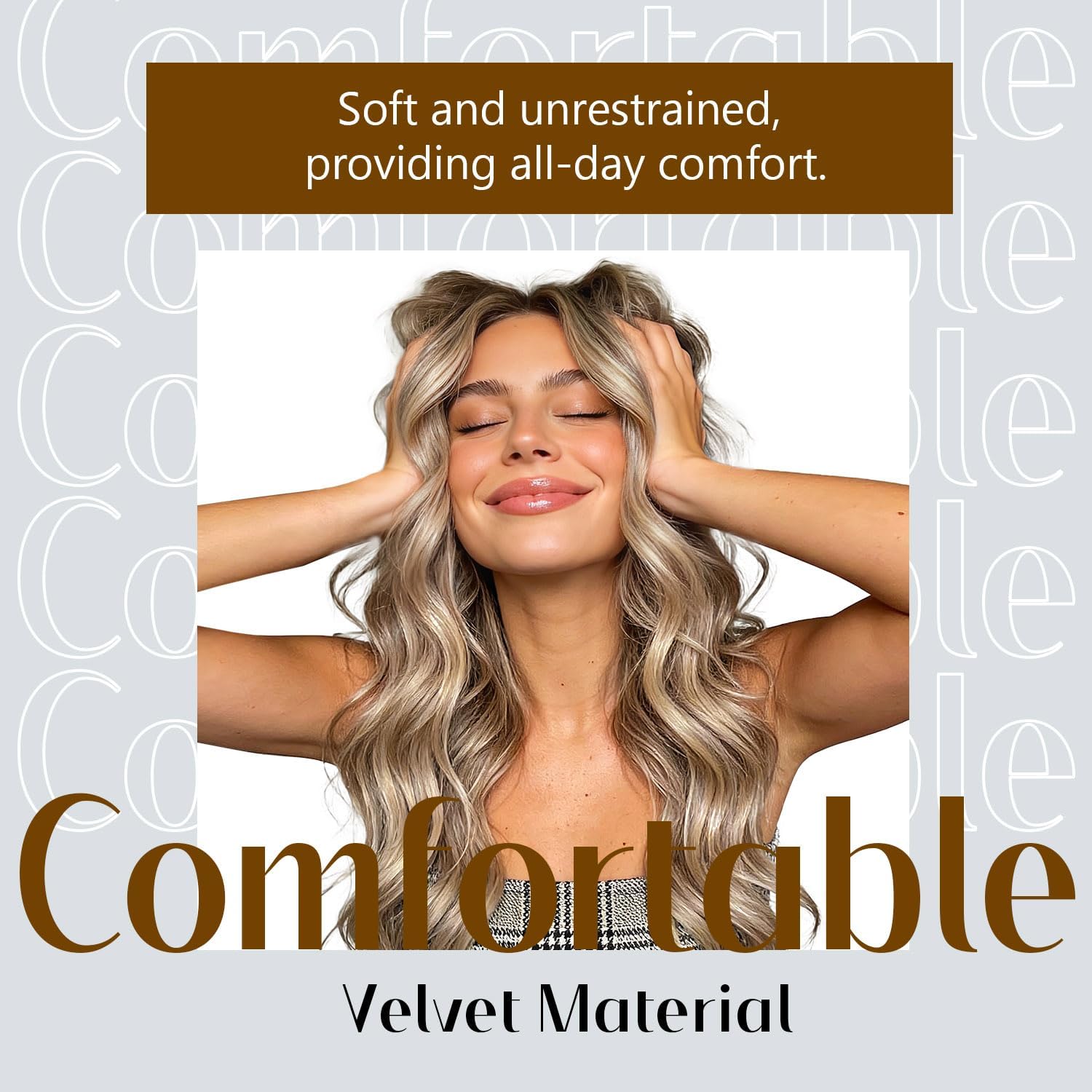 Dreamlover - Bandeaux velours pour perruque femme, 2 pièces, nude