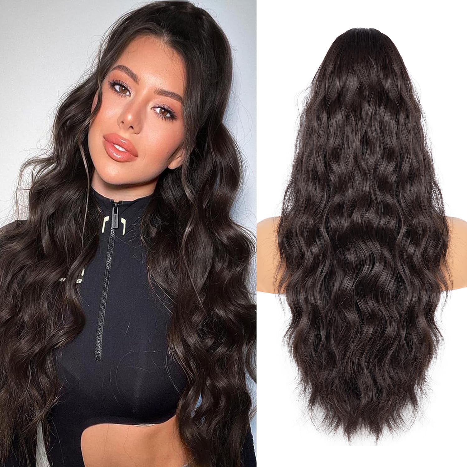 AliLeader - Extension queue de cheval ondulée 66cm - cheveux naturels - 6A#