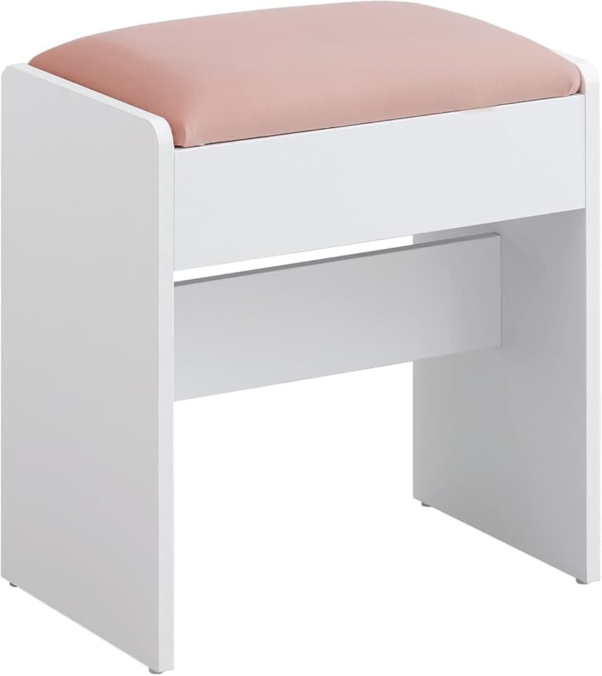 VASAGLE - Tabouret Kailyn, velours rose/blanc, antidérapant, rembourré, RDS001W01