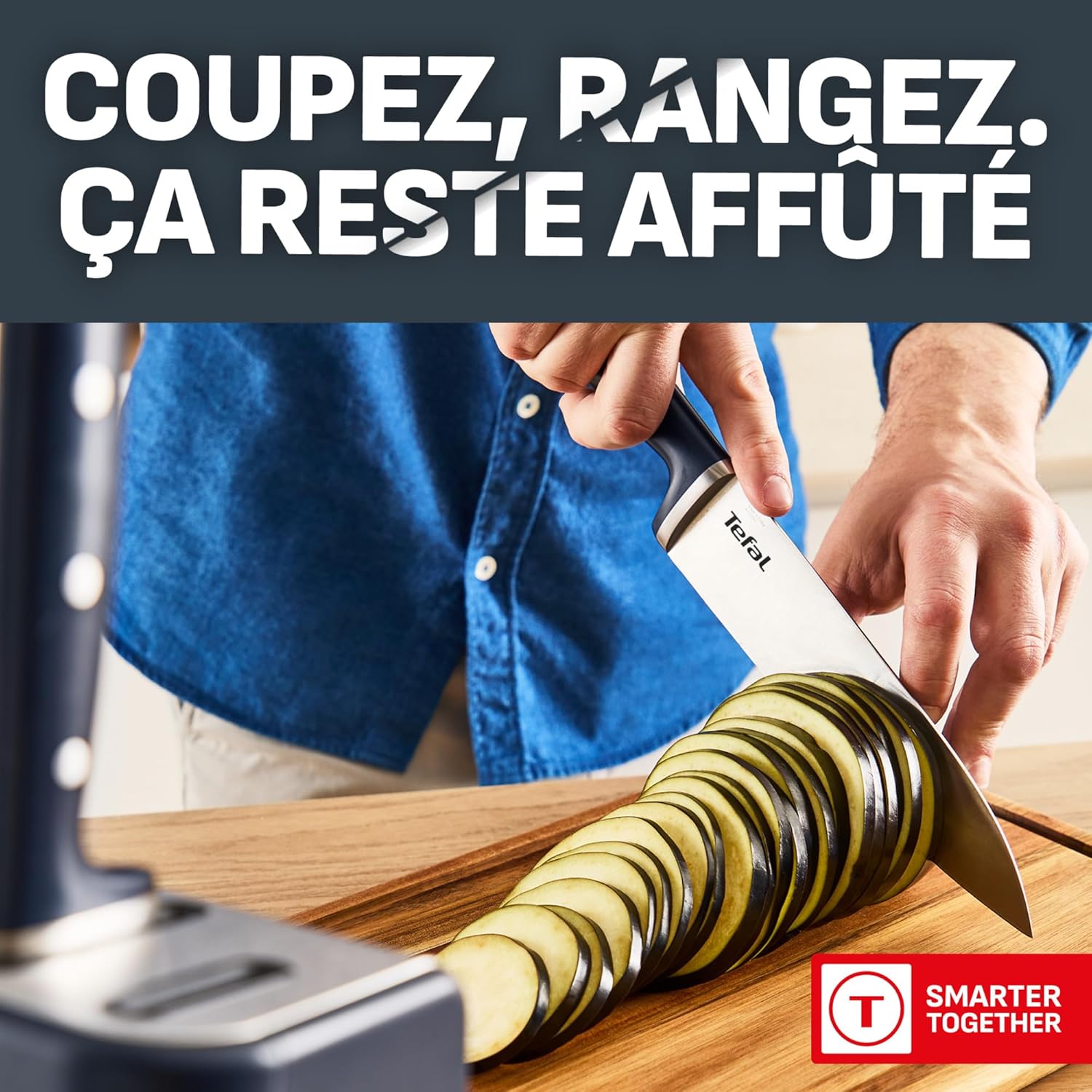 Tefal – EverSharp 6 pièces – Bloc couteaux affûteur intégré, K297S744