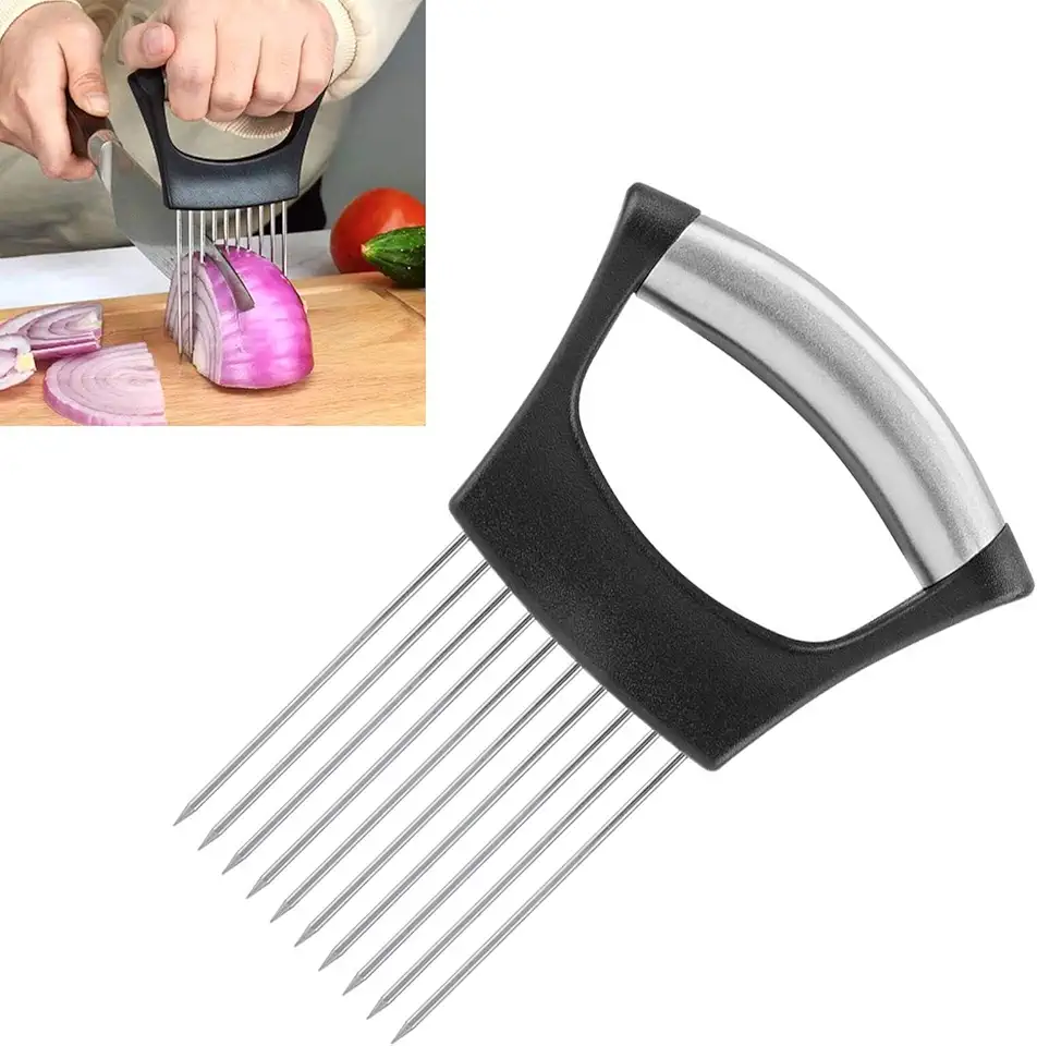 Fourchette à oignon - inox - trancheuse, couteau, ustensile multifonction