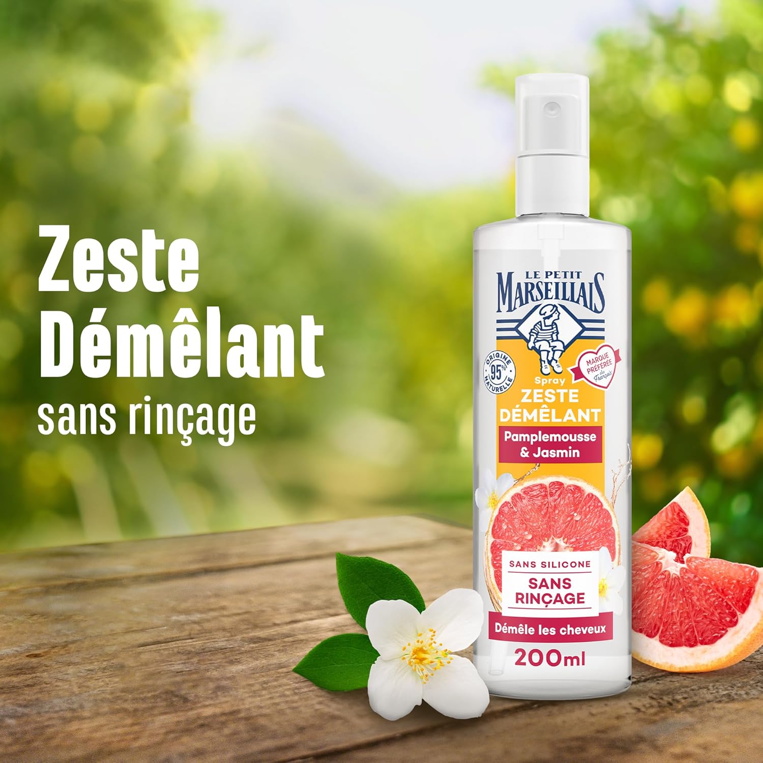 Le Petit Marseillais - Spray Démêlant Zeste - 200ml - soin sans rinçage, 95% naturel