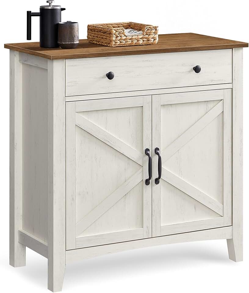 VASAGLE - Buffet rustique 80x40x80 cm, tiroir, étagère réglable BBK341W01