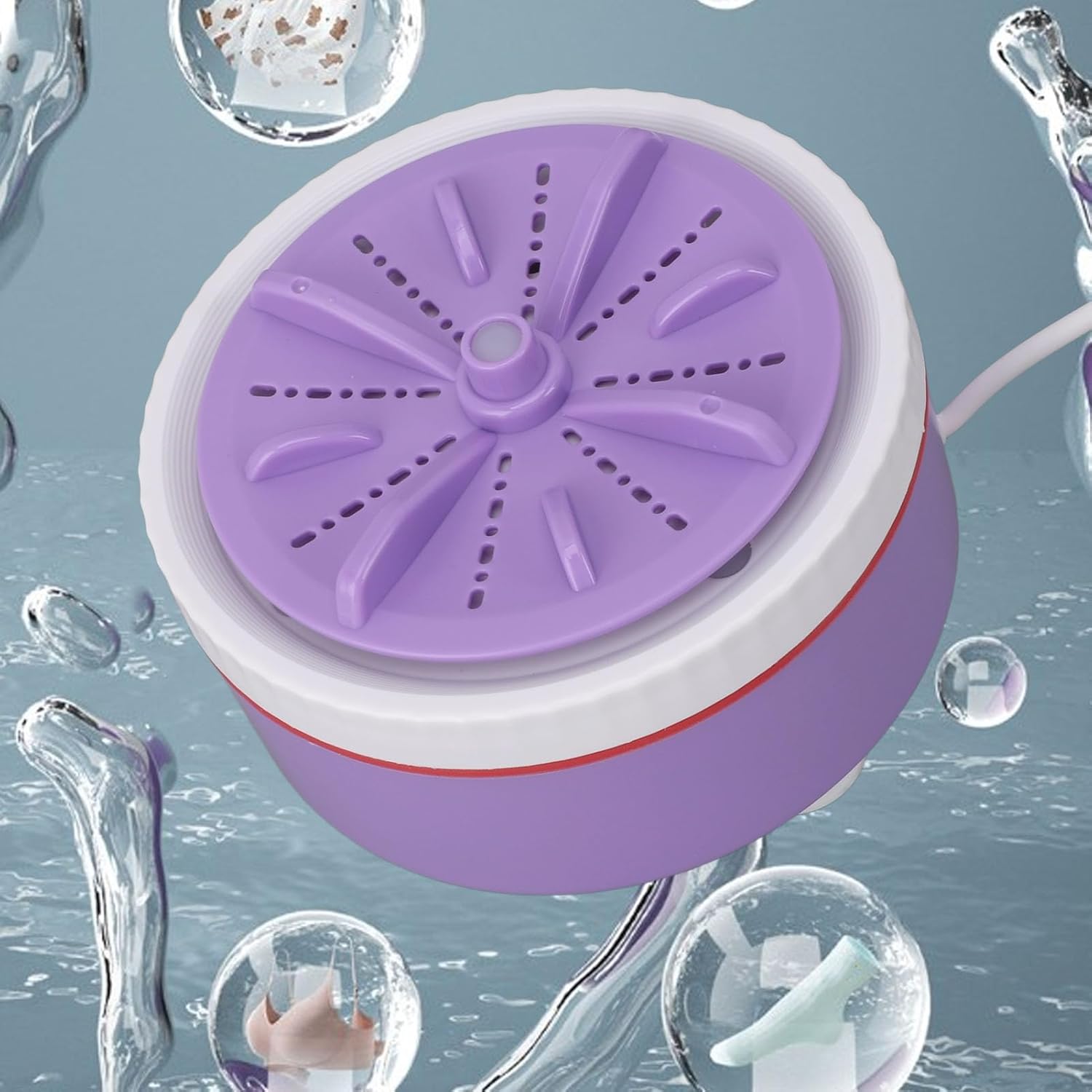 Machine à laver portable - mini turbo USB, lave-vaisselle réglable, idéale voyage, chronométrée - violet