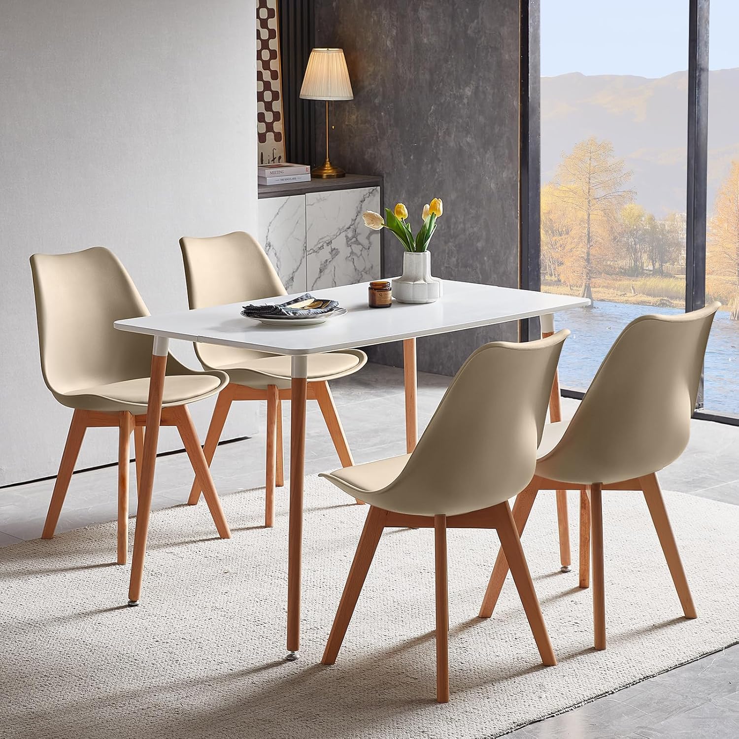 EGGREE - chaises scandinaves lot de 8 - pieds bois - assise rembourrée