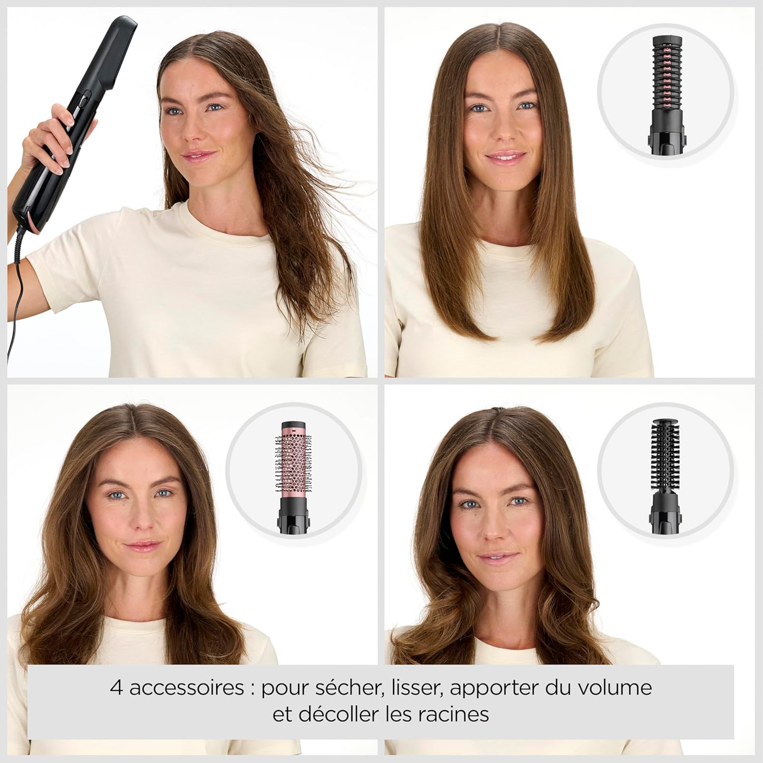 BaByliss - Brosse soufflante Perfect Finish - 3 accessoires - 2 températures, ionique, bouton air froid - AS126E