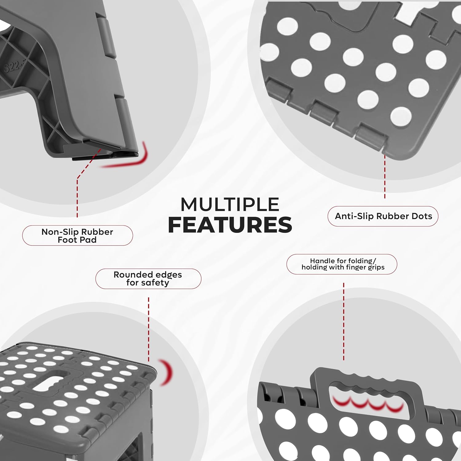 Utopia Home - tabouret pliant 23 cm - antidérapant, portable, 136 kg