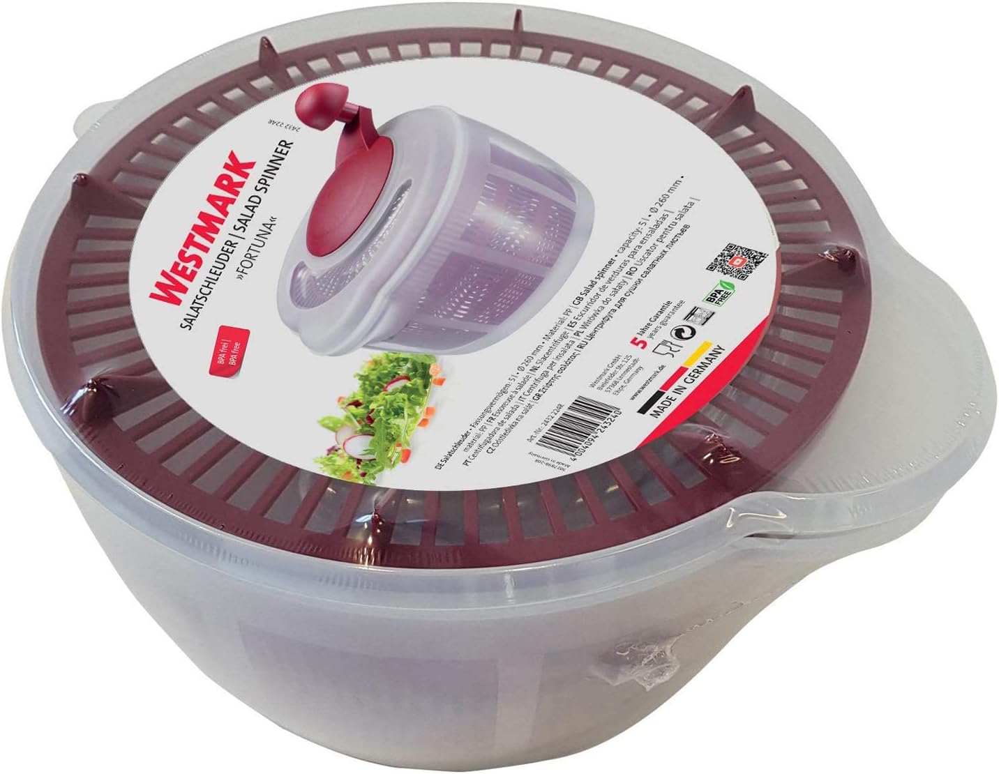 Westmark - Fortuna essoreuse à salade 5L, ø26cm, sans BPA, 243222E2