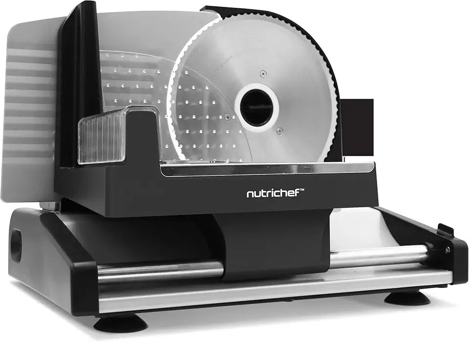 NutriChef - trancheuse électrique 200W, lame inox 19cm, épaisseur réglable