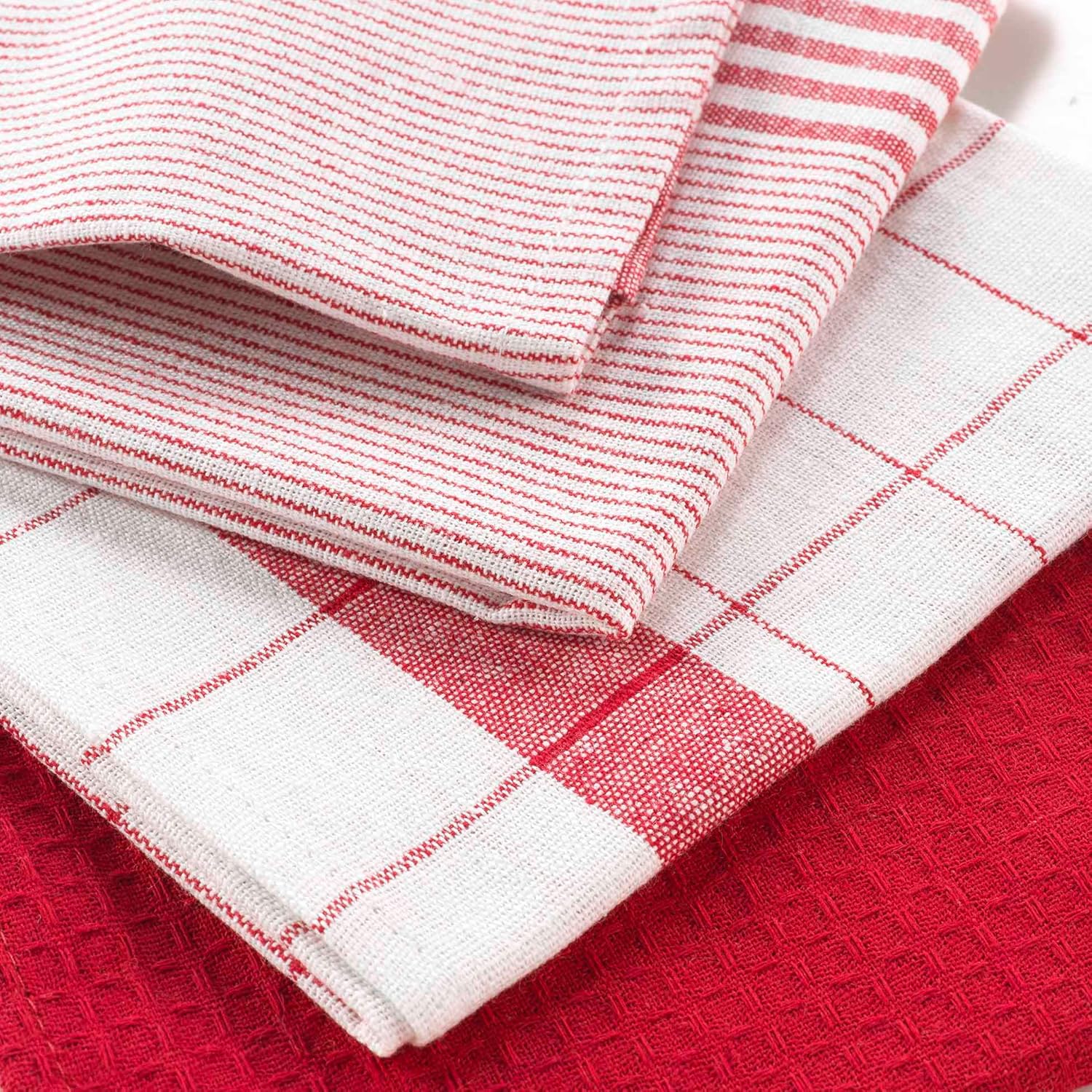 Douceur d'Intérieur - Vibrato Rouge - 50x70 cm - torchons coton nid d'abeille