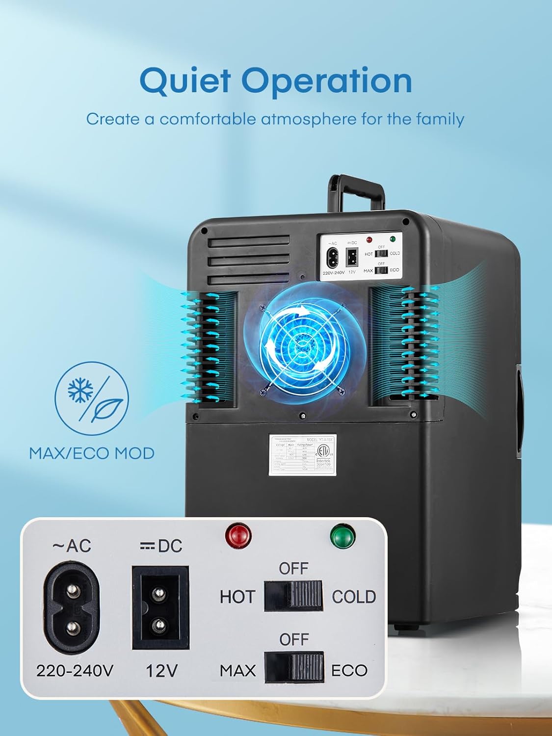 NORTHCLAN - Mini frigo 15L - chambre/voiture - chaud/froid, ECO mode