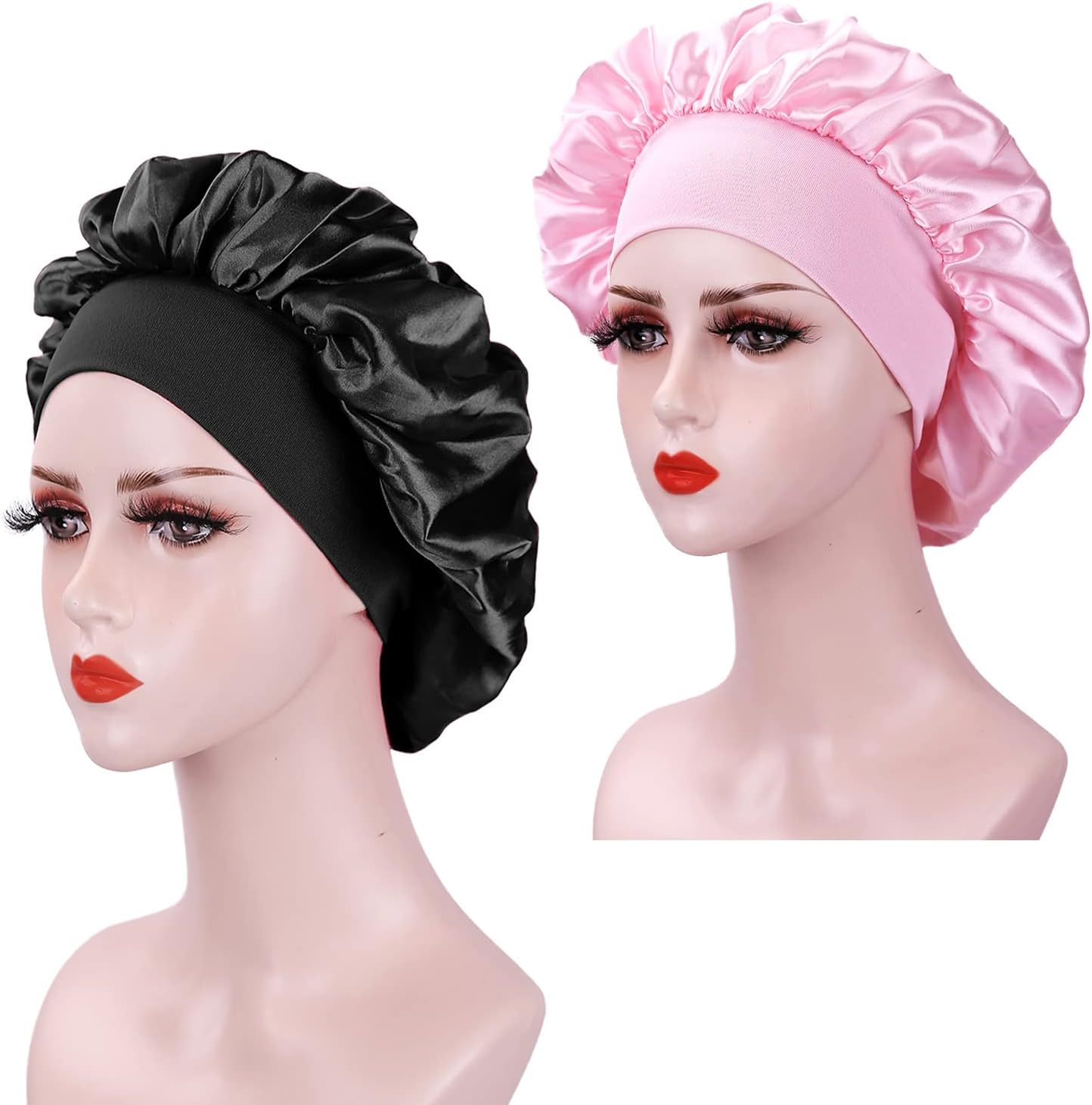 Bonnet satin cheveux nuit - lot de 2 - protection soie, femme, taille unique