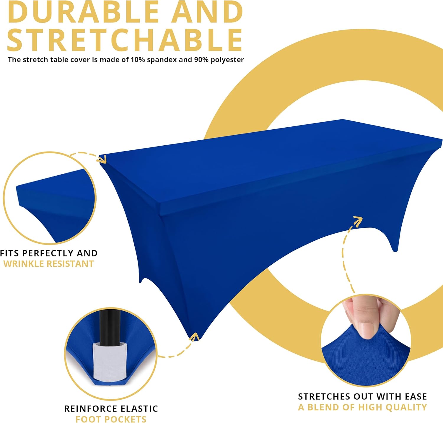 Utopia Kitchen - nappe extensible - 244 cm - polyester spandex, lavable, infroissable, lot de 2