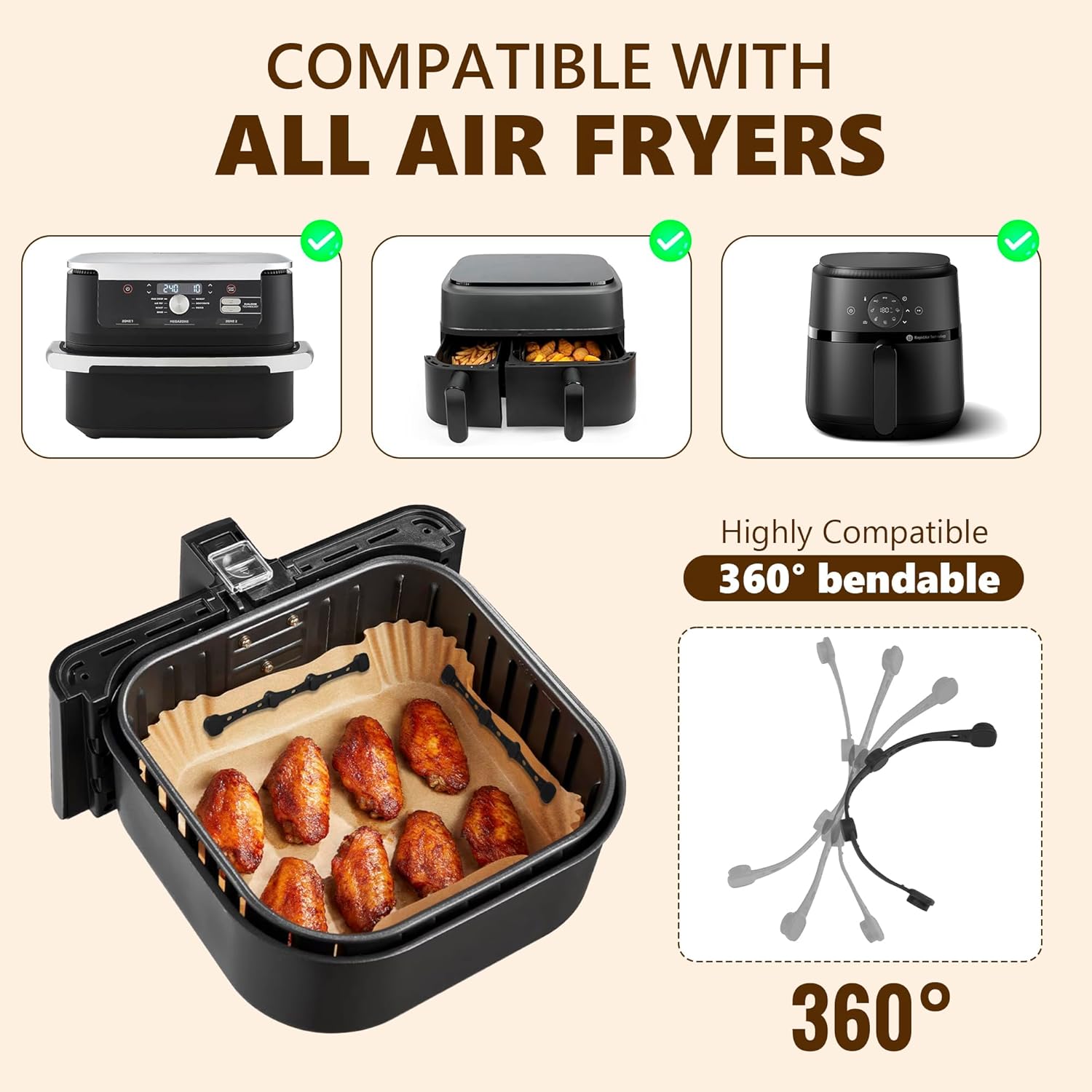 Accessoires friteuse à air - 17,5 cm - silicone, aimanté, anti-combustion