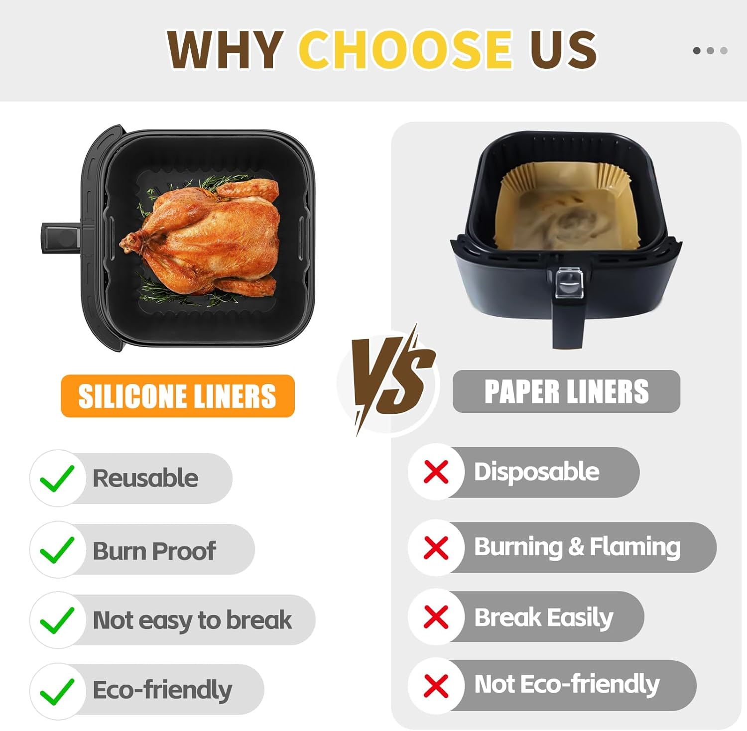 Moule silicone friteuse - grande capacité 11L, 2 compartiments, réutilisable, pour Tefal/Moulinex EZ942BF0/EY942BE0