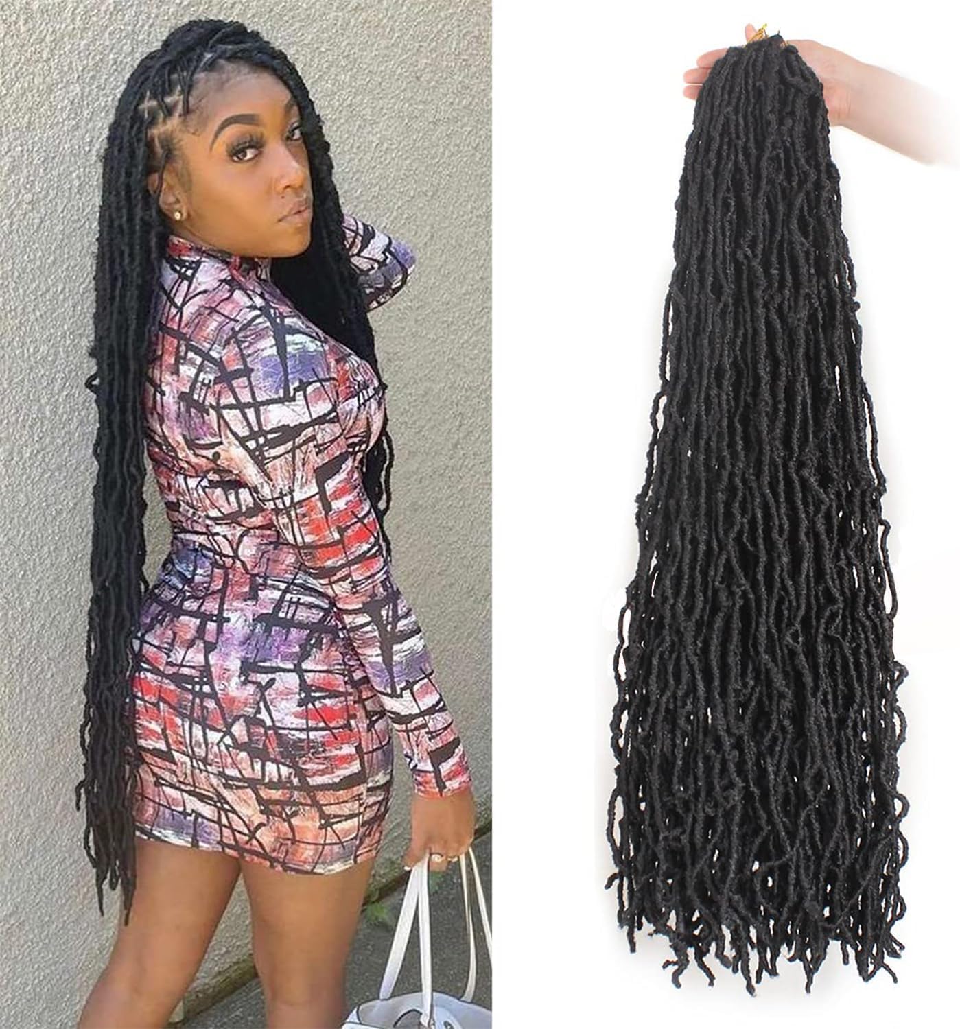 Faux Locks Crochet Braids - Soft Locs, 76 cm, lot de 8, #1B